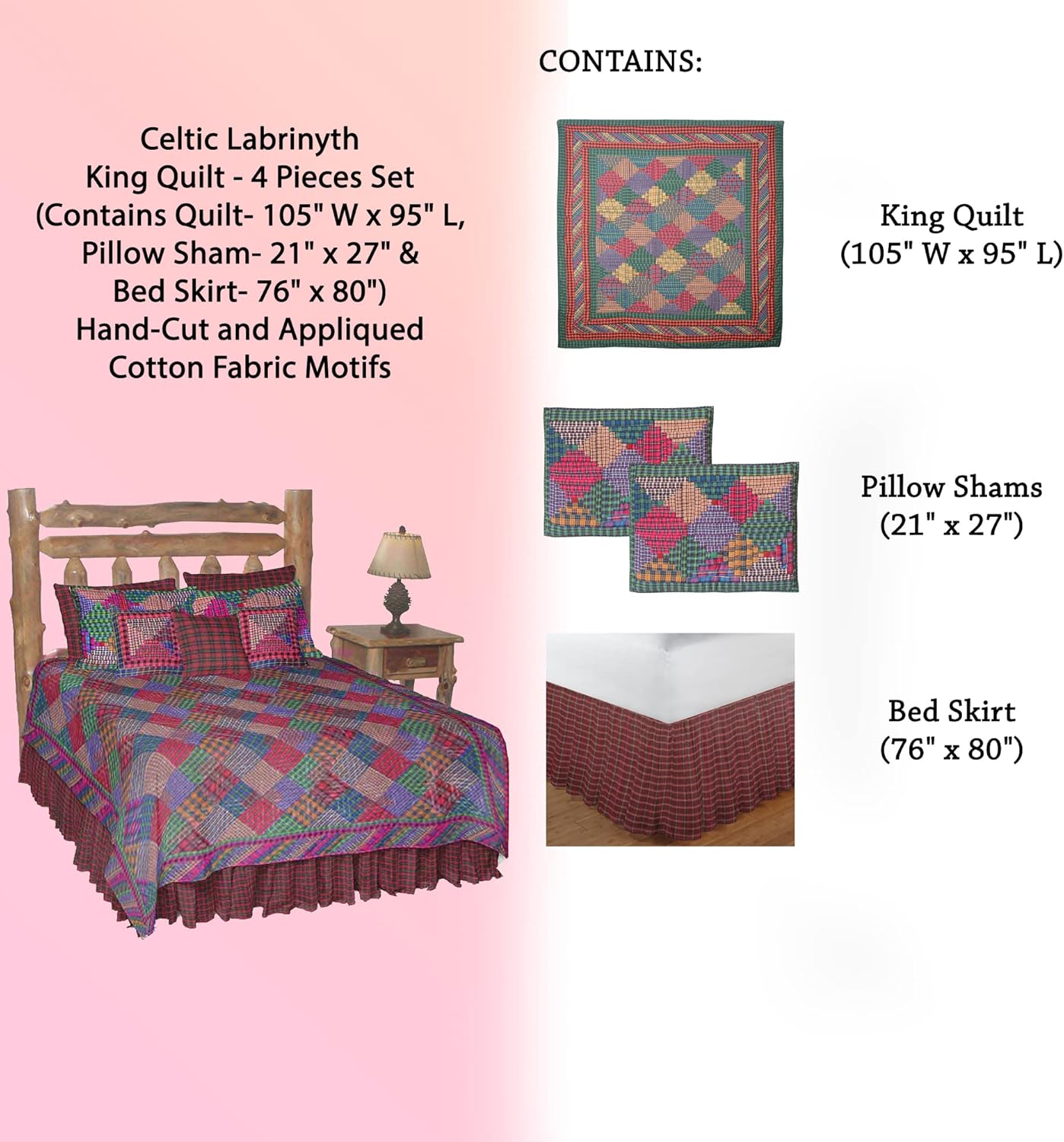 Patch Magic Quilt Set - 4 Piece Hand-Cut Patchwork Cotton