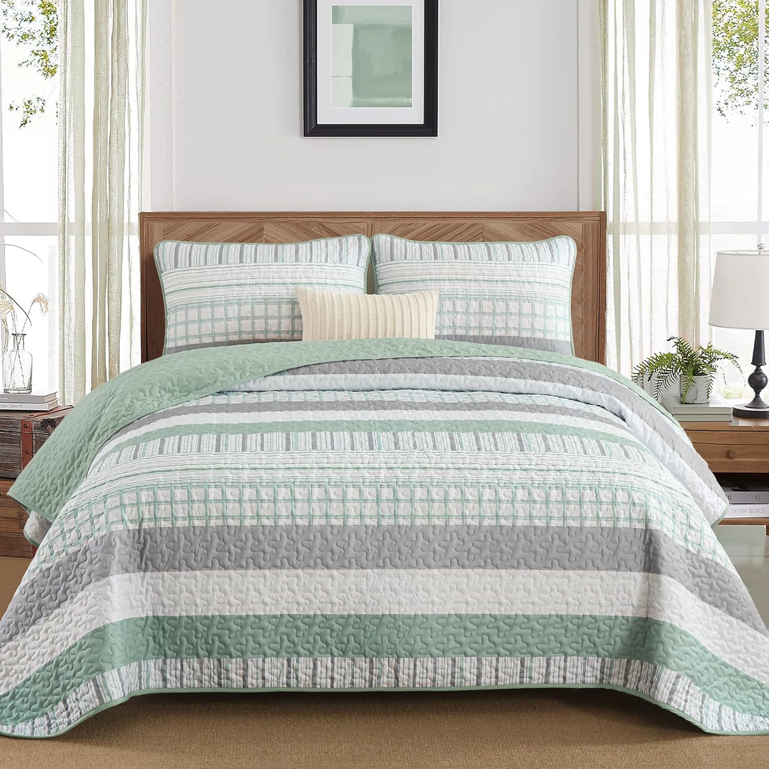 DJY Striped Quilt Set King Size