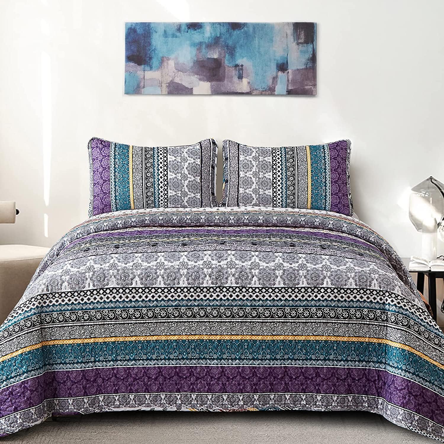 WONGS BEDDING Boho Quilt Set King Size