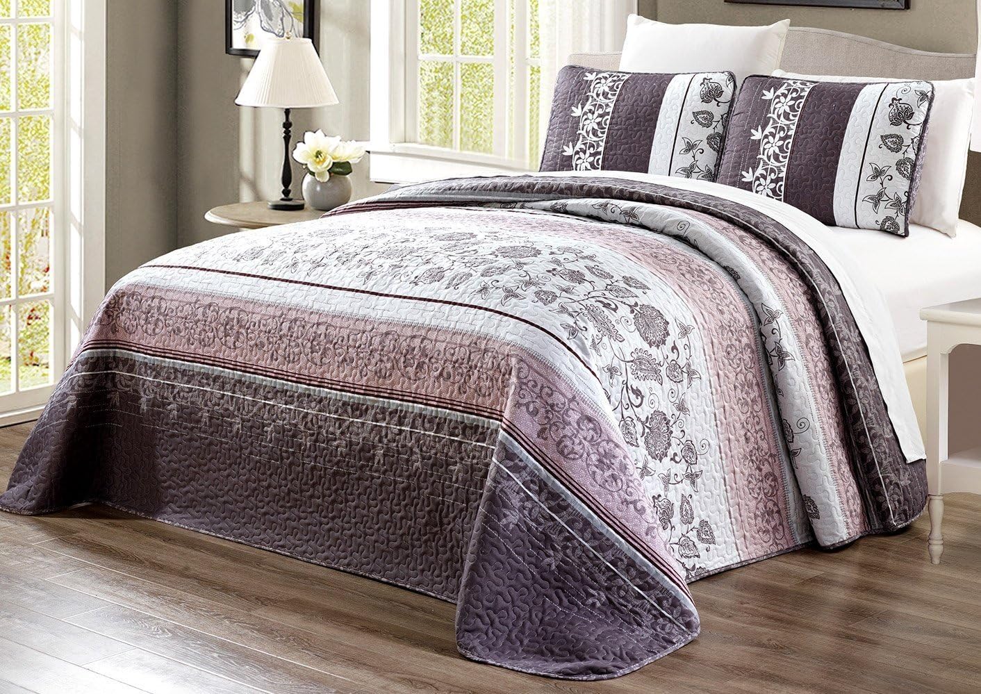 Grand Linen Cal King Quilt Set Reversible Bedspread
