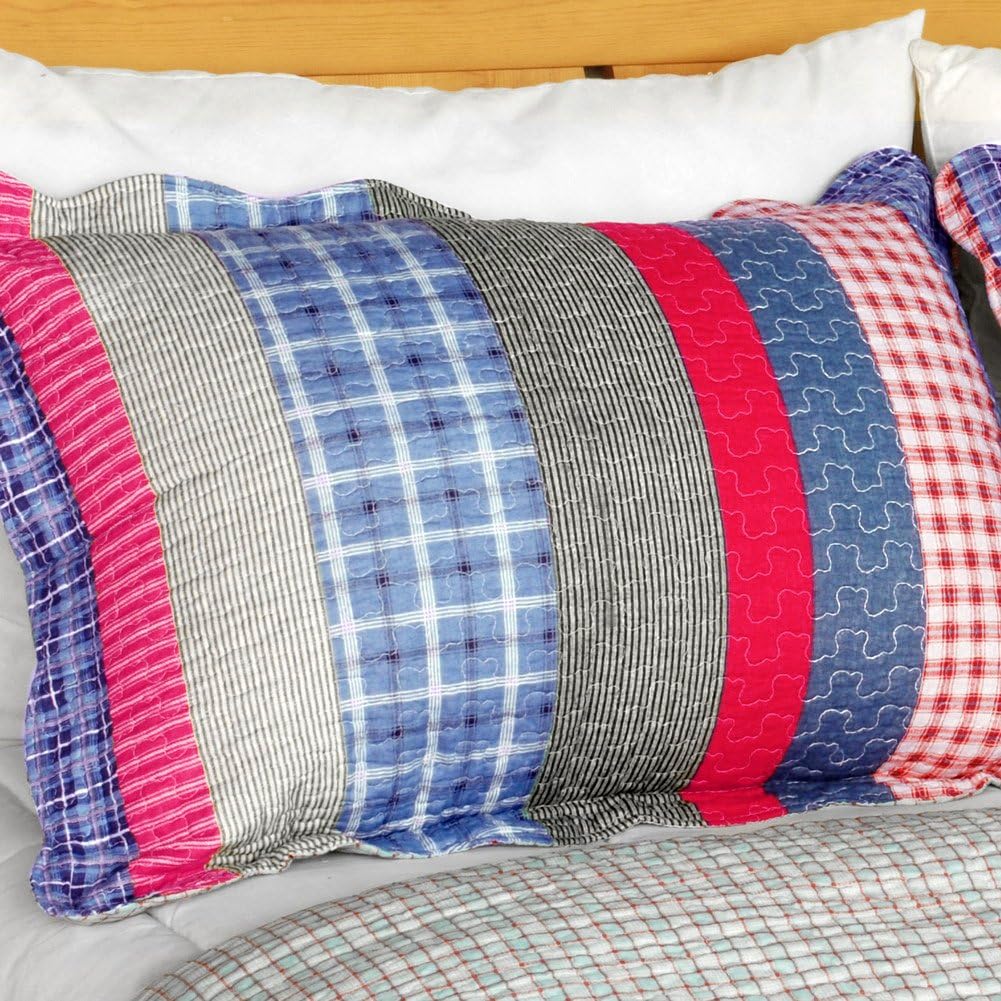 Blancho Bedding Retro Stripe Cotton Quilt Set