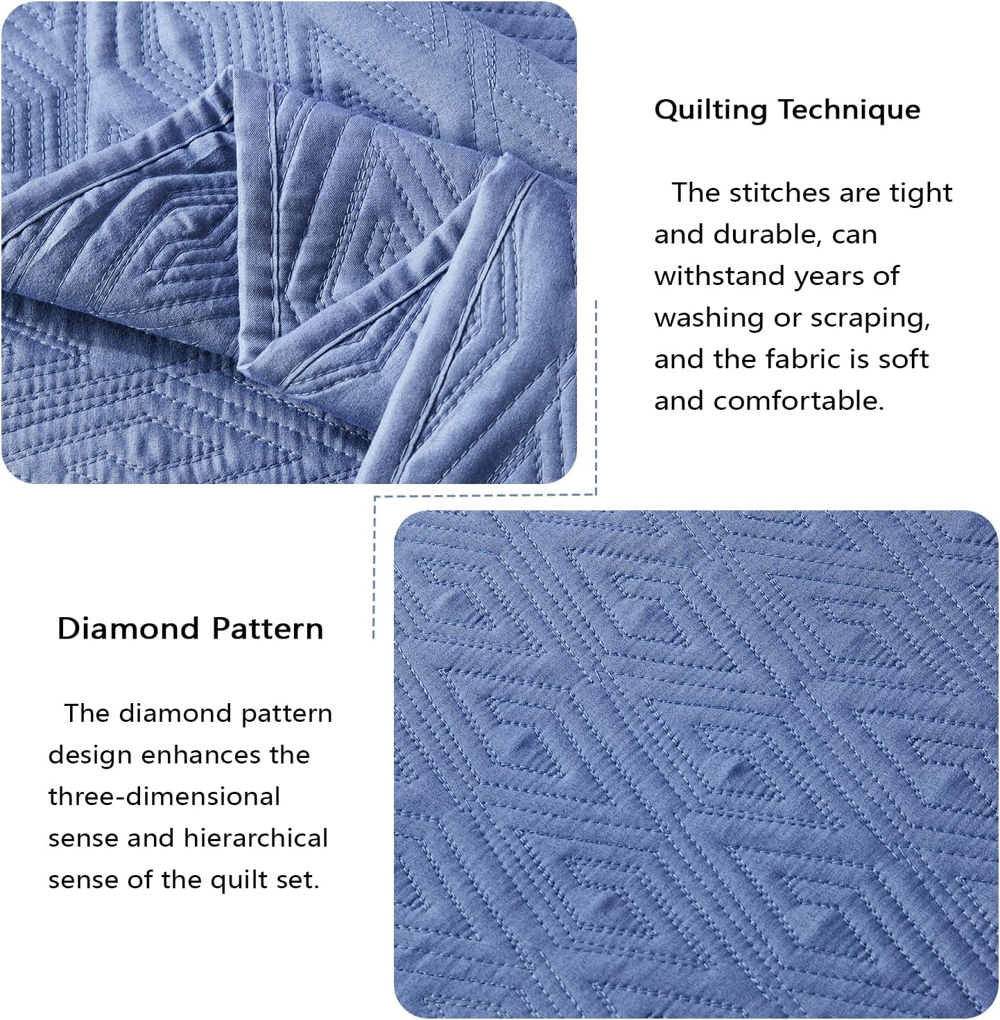 Decoreagy King Size Quilt Set with Diamond Pattern