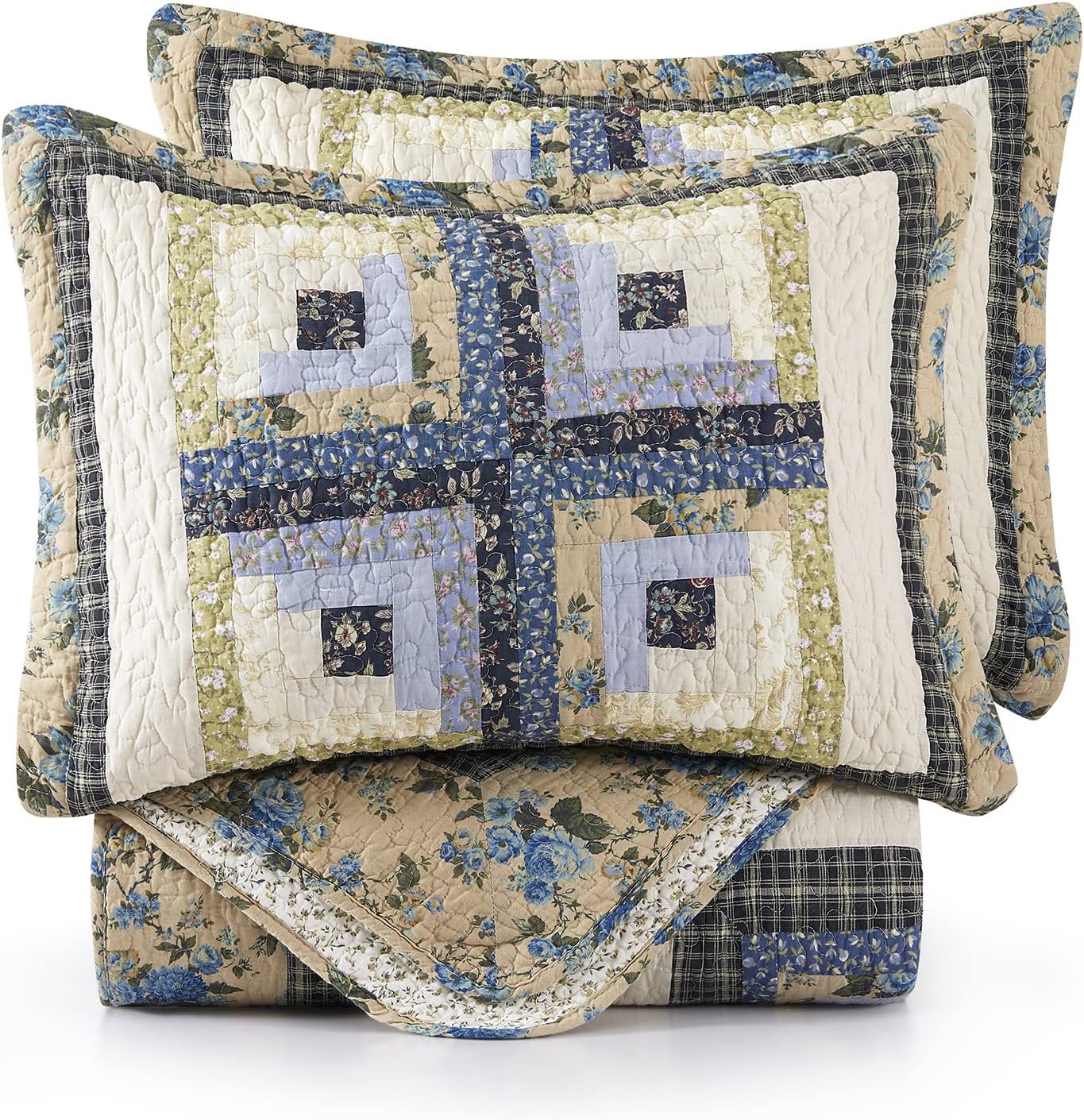 LIRISDOM Queen Quilt Bedding Set 100 Cotton Patchwork 1