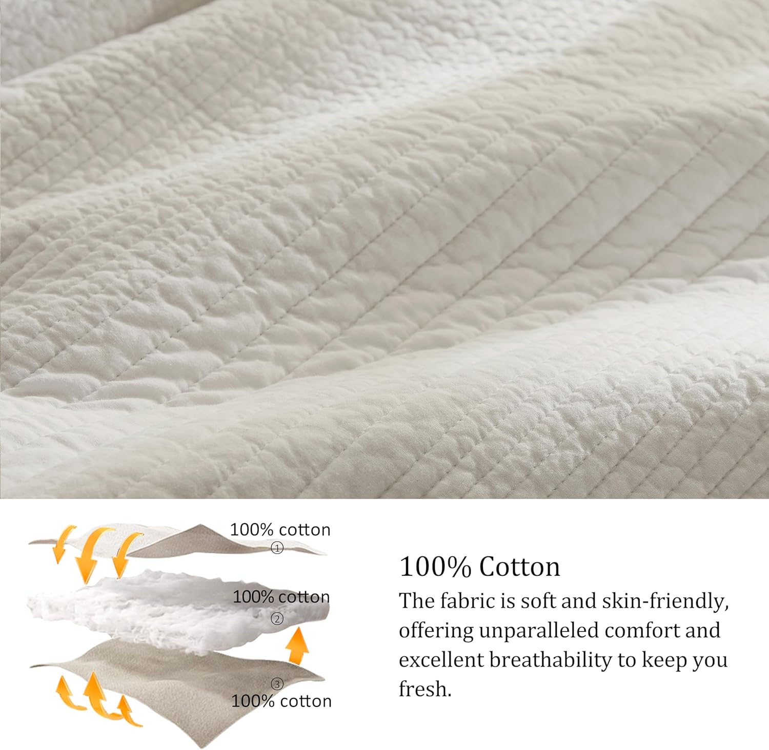 Palassio Striped Beige Cotton Quilt Cal King Set