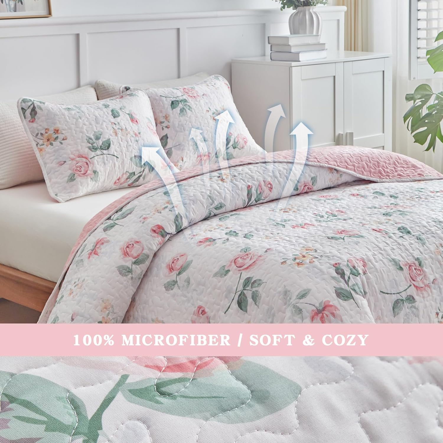 UOZZI BEDDING Reversible Quilt Set California King
