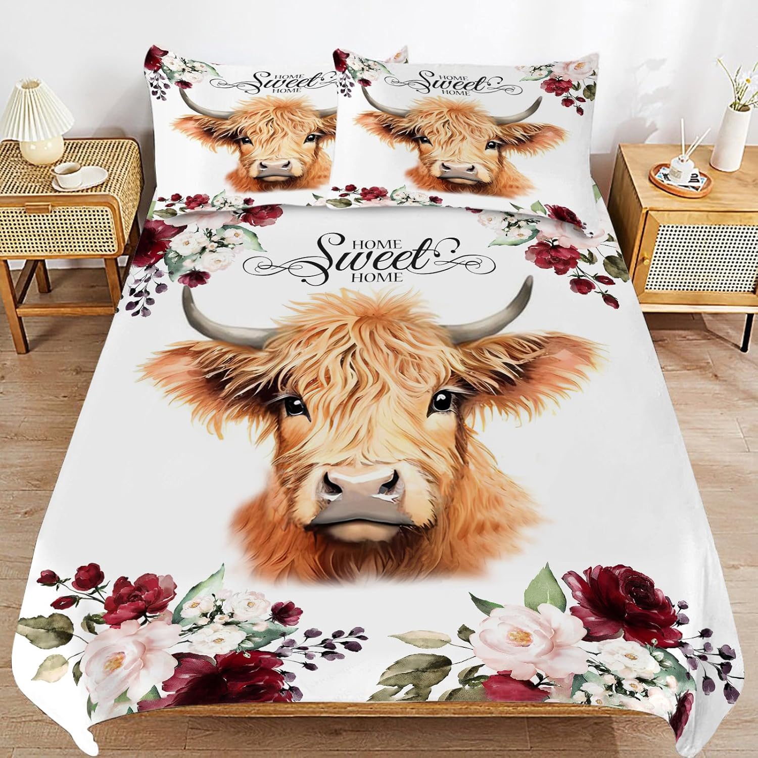 Highland Cow Comforter Set Queen Size