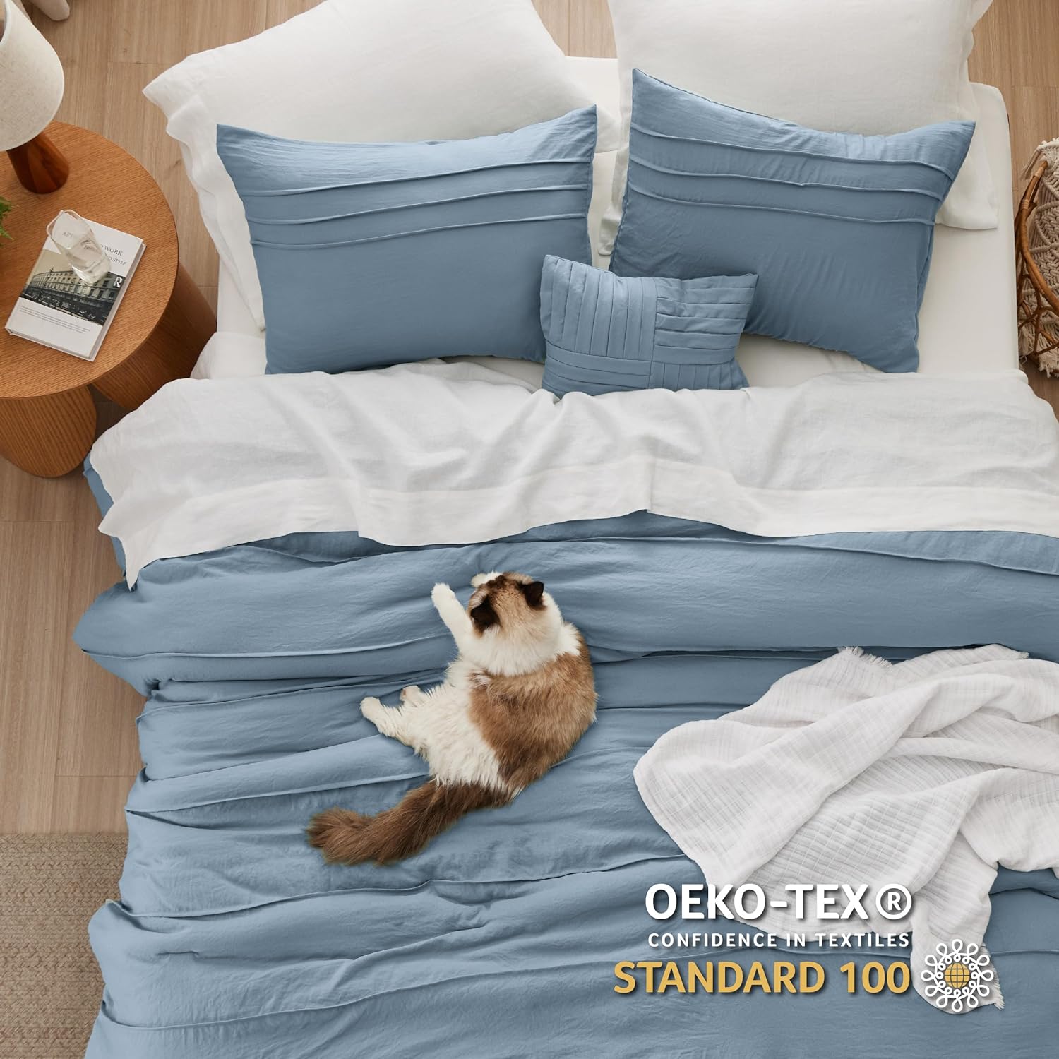 Bedsure King Comforter Set - 4 Piece Pinch Pleat Bedding
