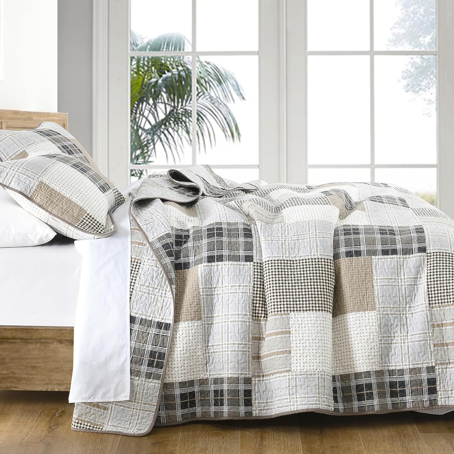 PANGUSHAN 100 Cotton Queen Quilt Set 3pcs 1