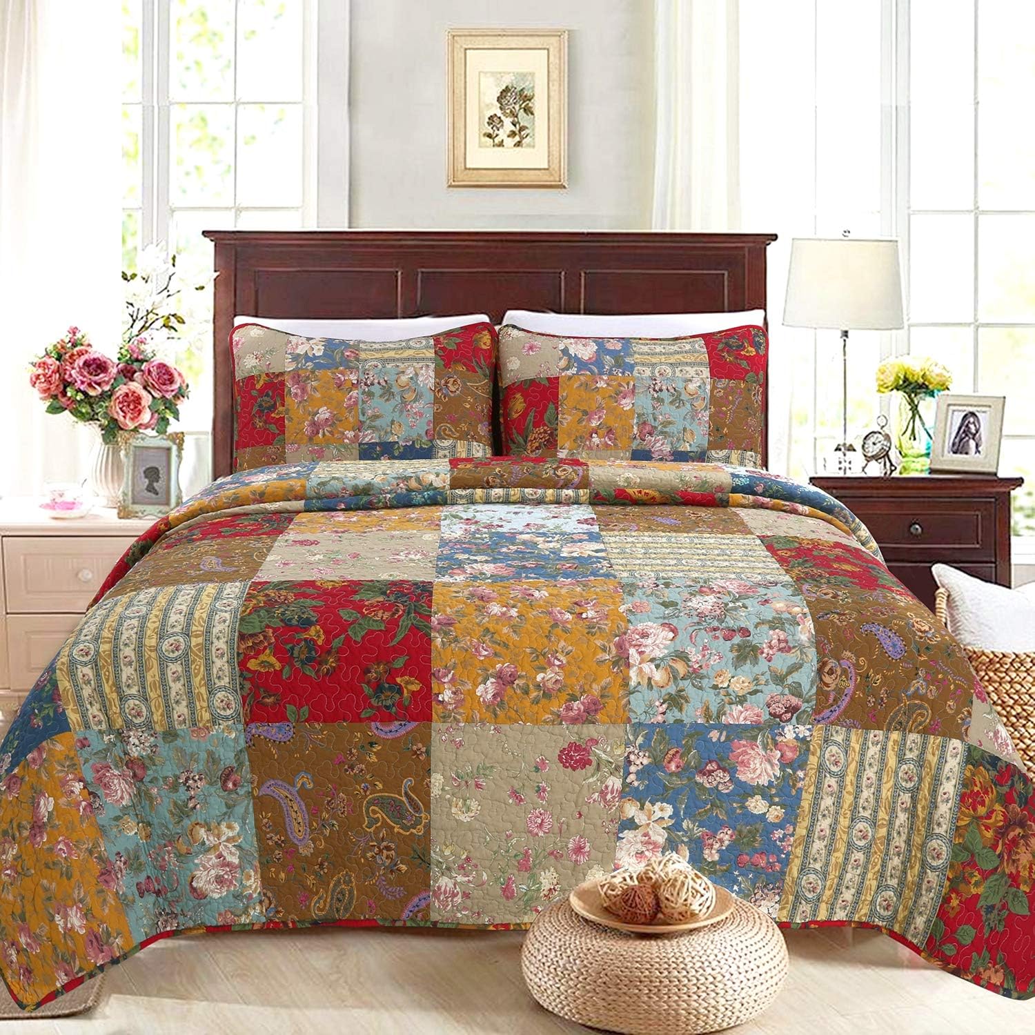 Cozy Line 100 Cotton Reversible Quilt Set