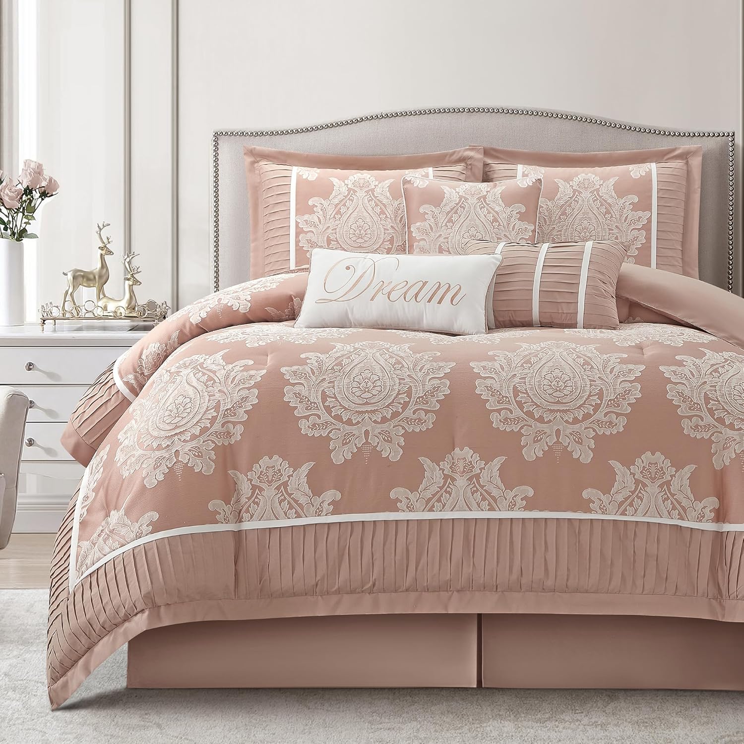 Blush California King Comforter Set 7 Pieces