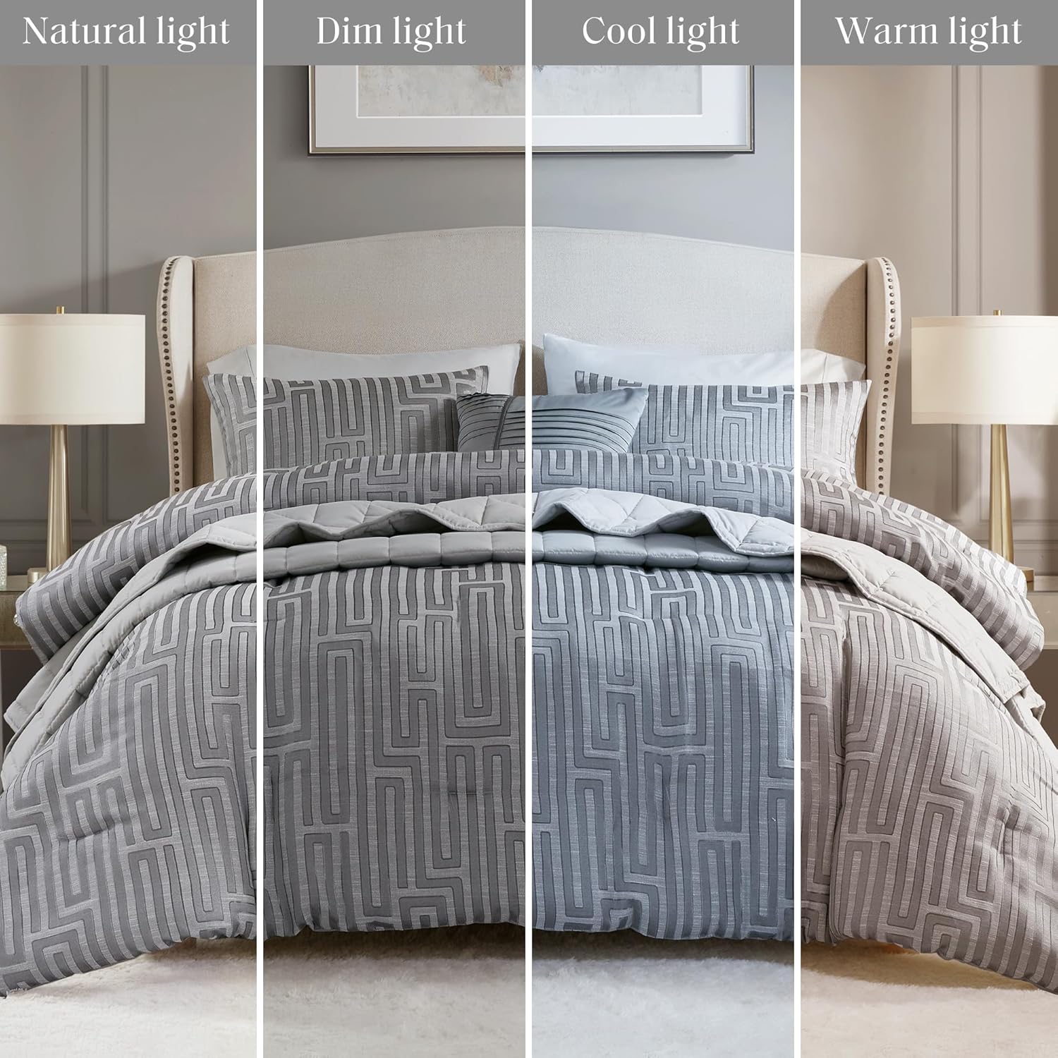 Madison Park Cal King Jacquard Comforter Set Grey 5 Piece