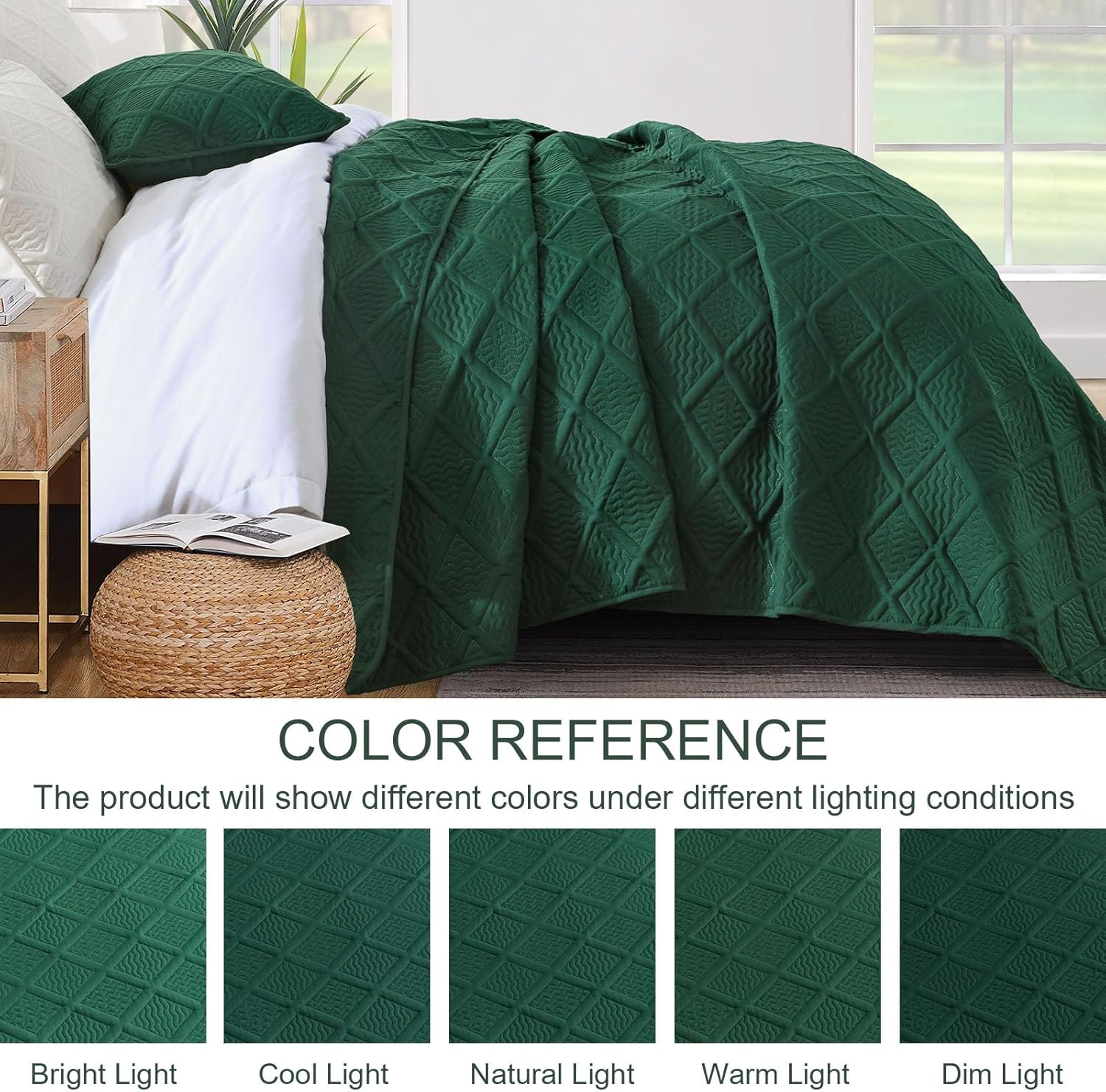 Yiran Emerald Green Cal King Quilt Set