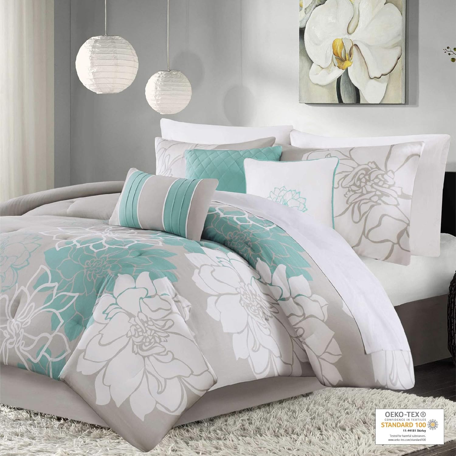 Madison Park Lola Sateen Cotton Comforter Set 7 Piece