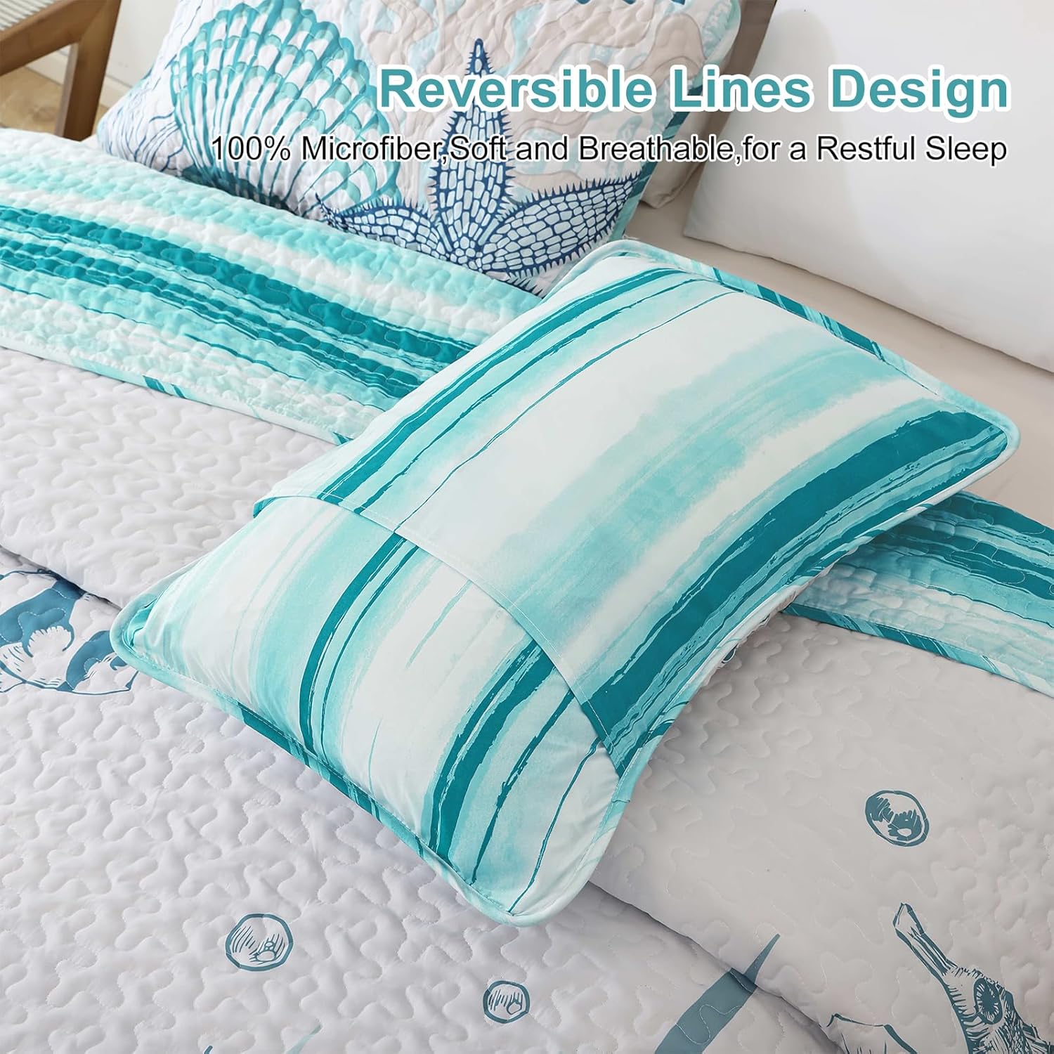 Coastal Quilts King Size 3 Piece Bedding Set
