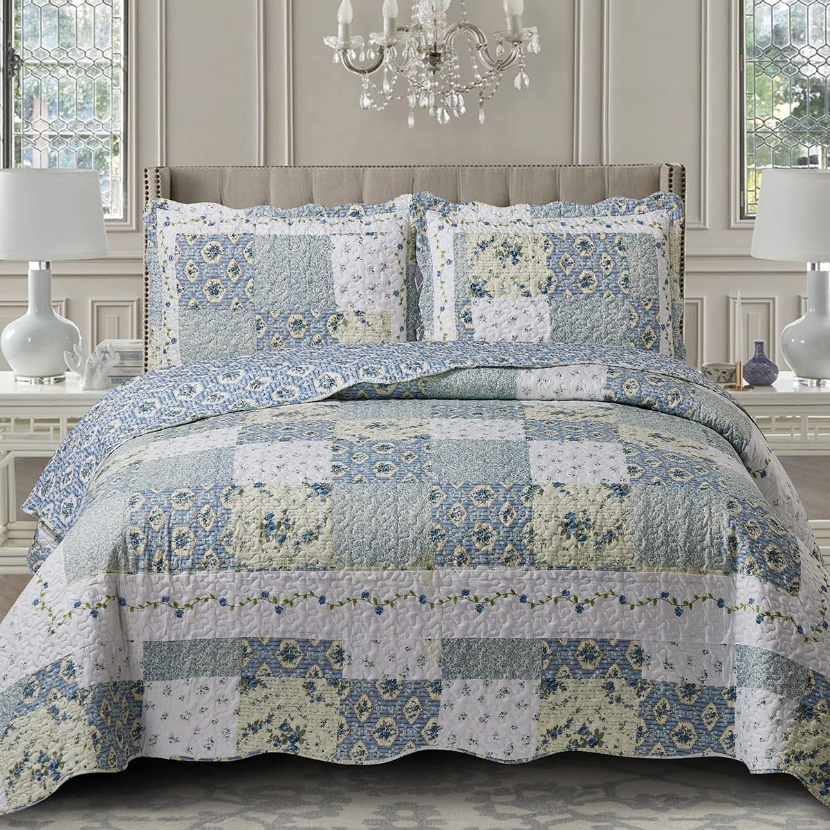 7-Pc California King Bedspread Set - Wrinkle-Free Microfiber