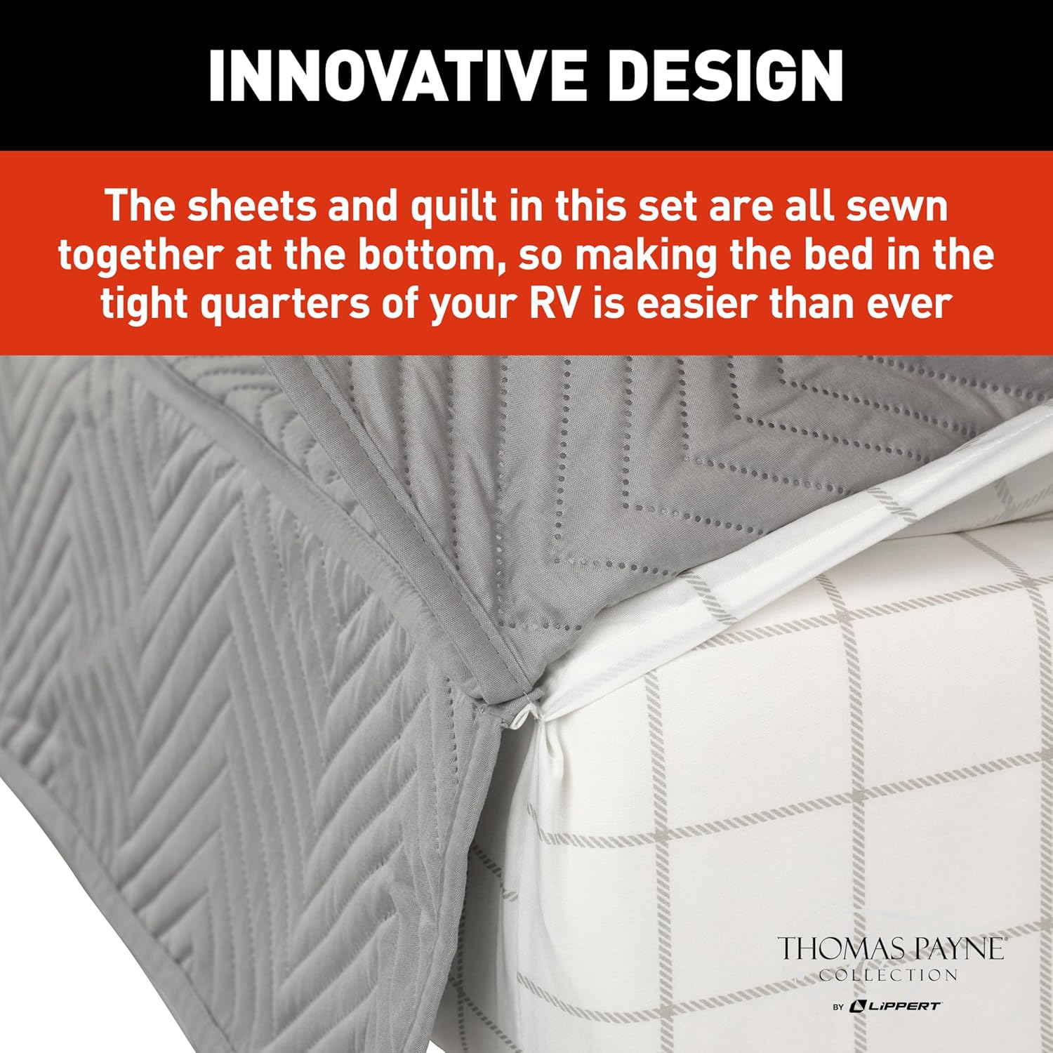 Lippert Easy Zzzs RV Bedding Set - Queen Grey 1