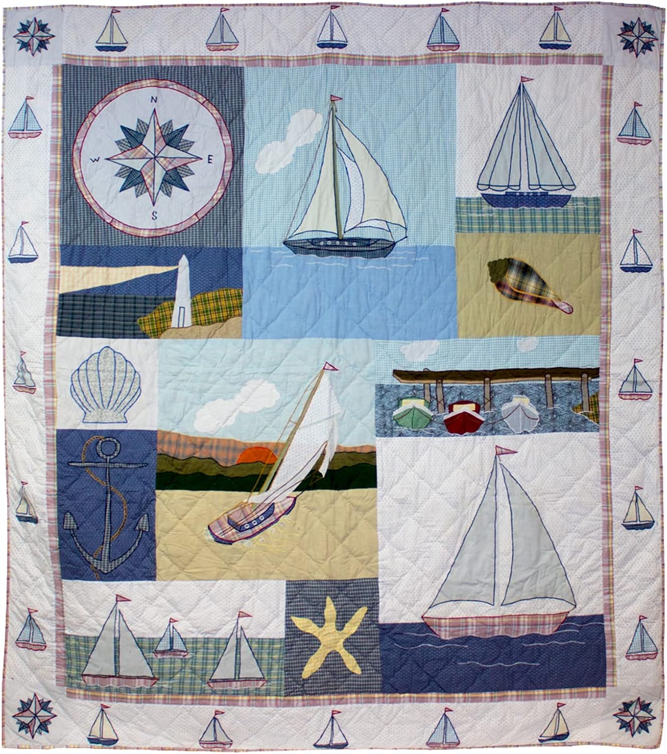 Patch Magic Sailboats Voyage Super Queen Quilt Set
