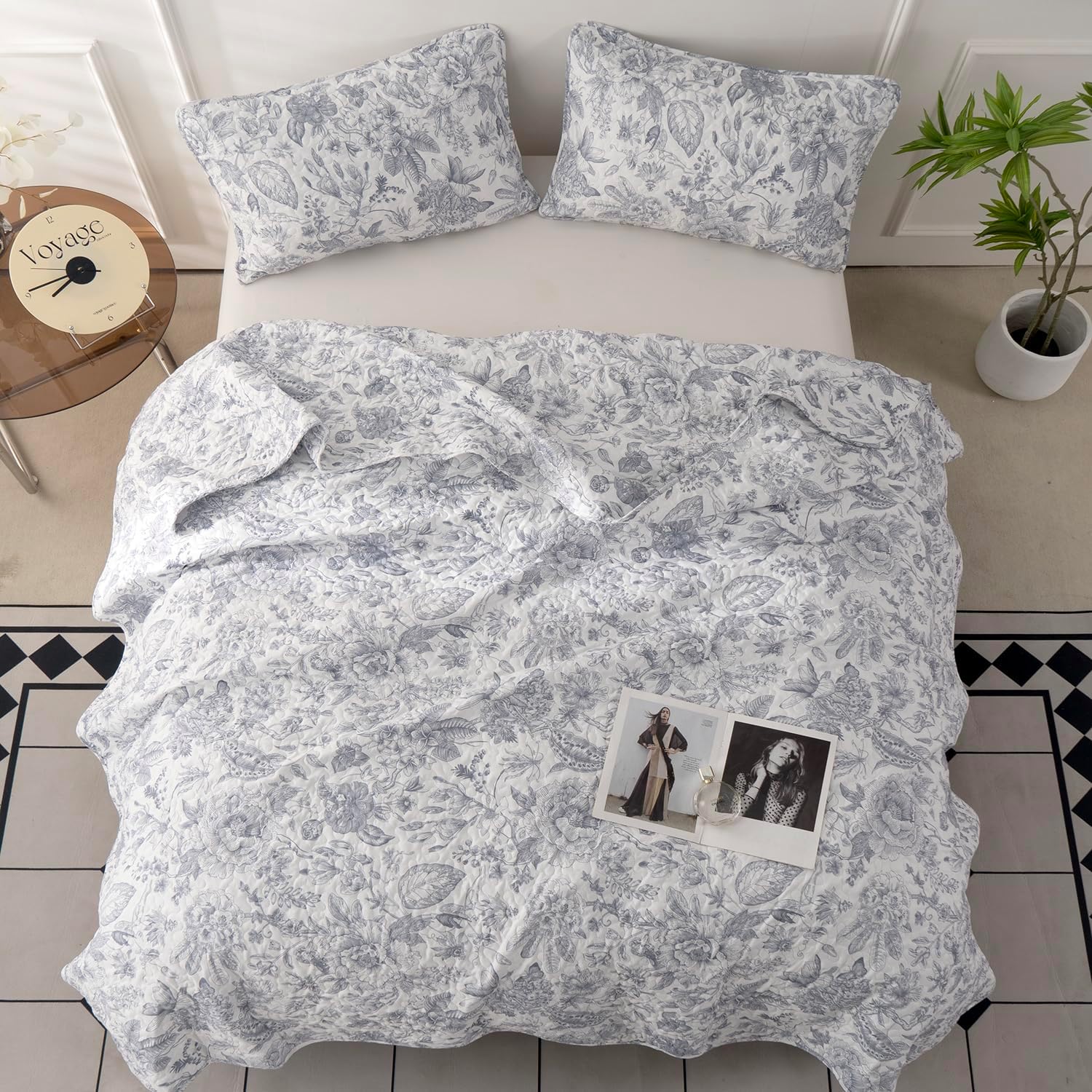 BUPIRD Queen Quilt Set Floral 3 Pieces 1