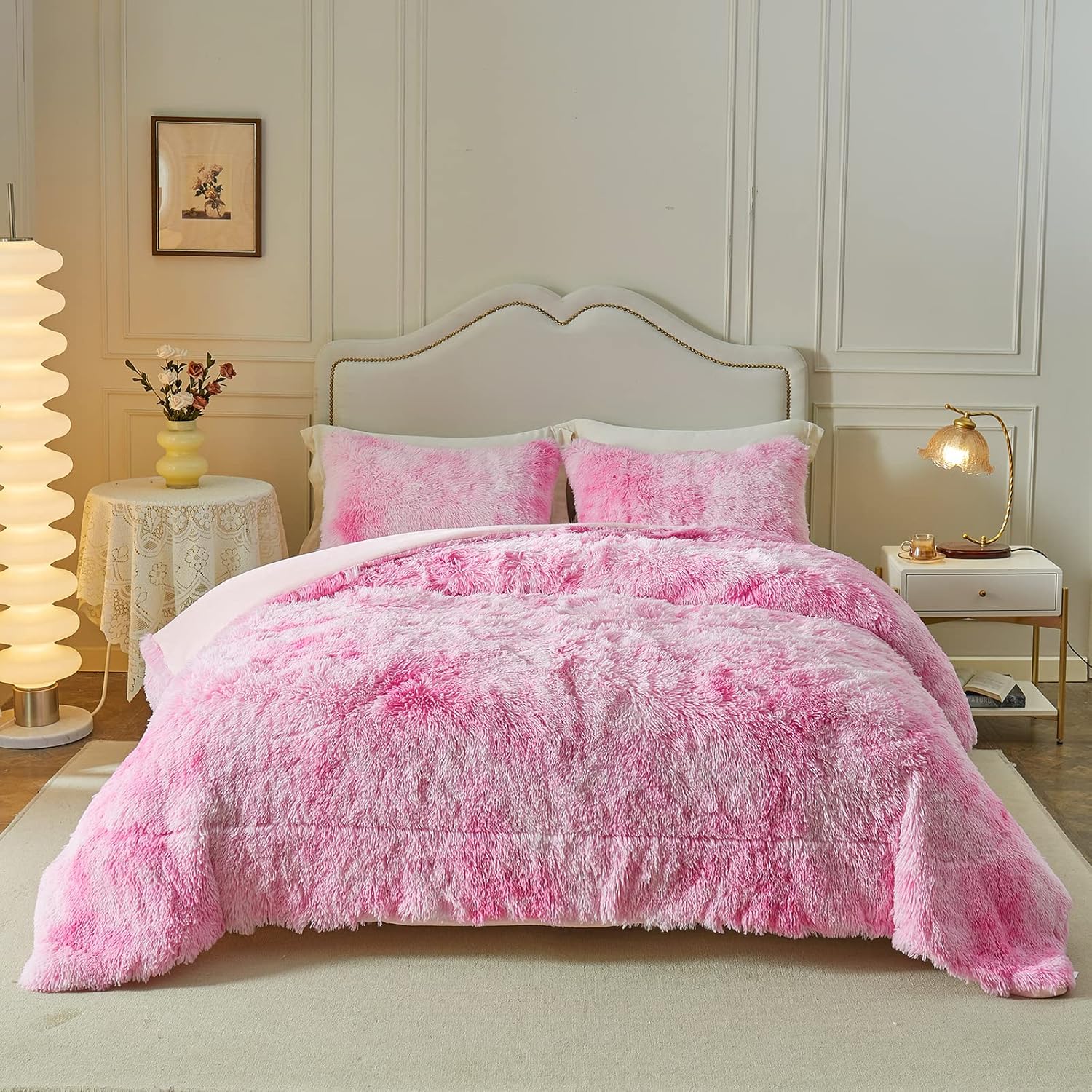 Wajade Plush Pink Comforter Set 3PC Full Size