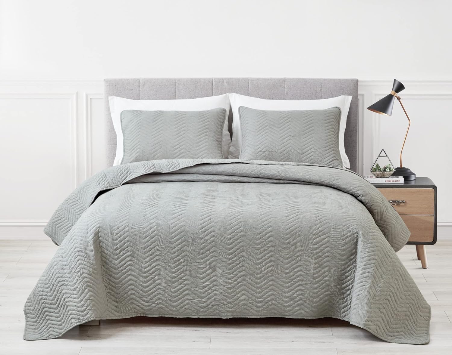 Chezmoi Weaver 3-Piece King Quilt Set in Gray