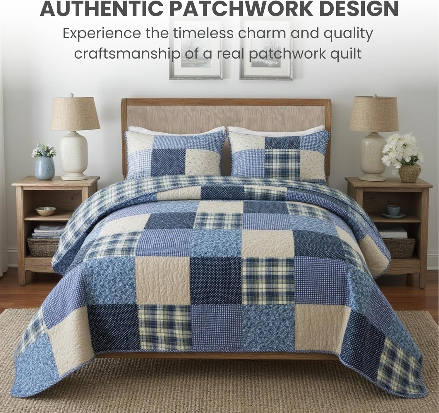 SLPR Blue Symphony Cotton Quilt Set Queen with 2 Shams