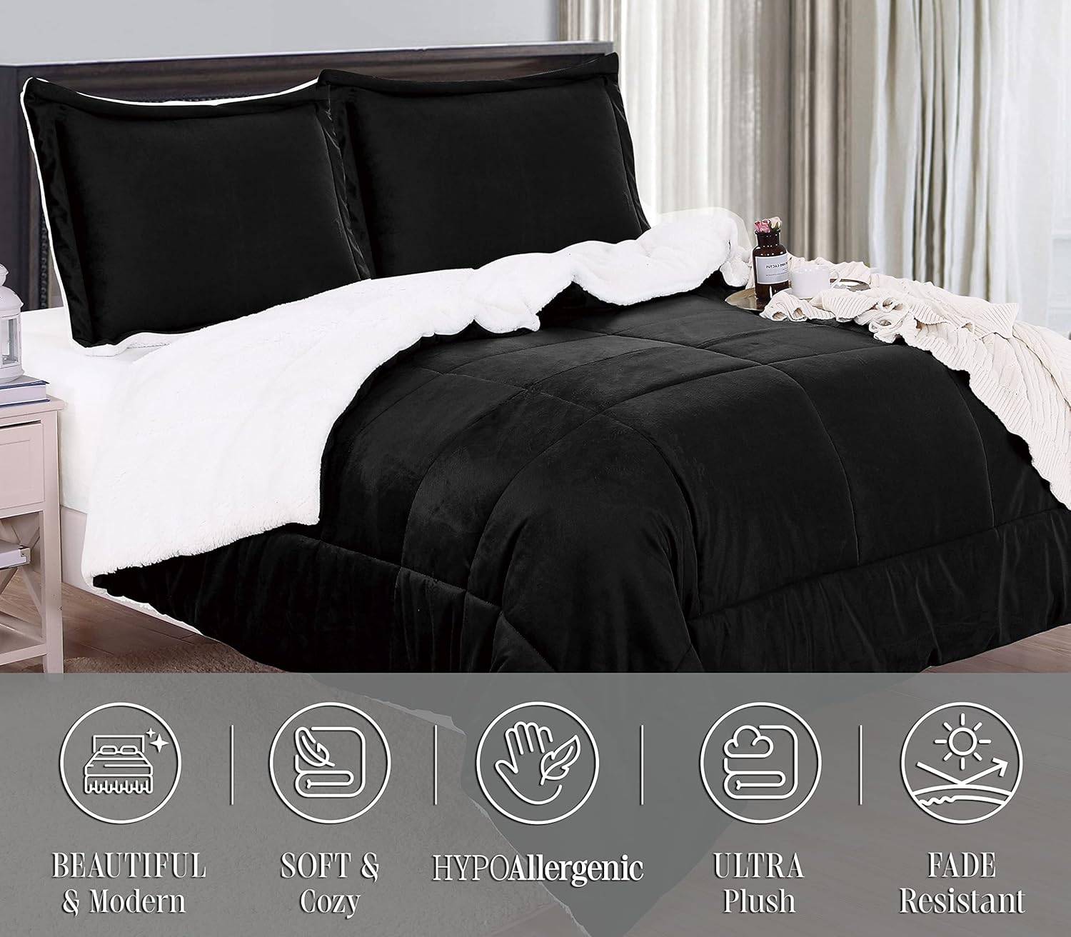 Elegant Comfort Cal King Sherpa Comforter Set