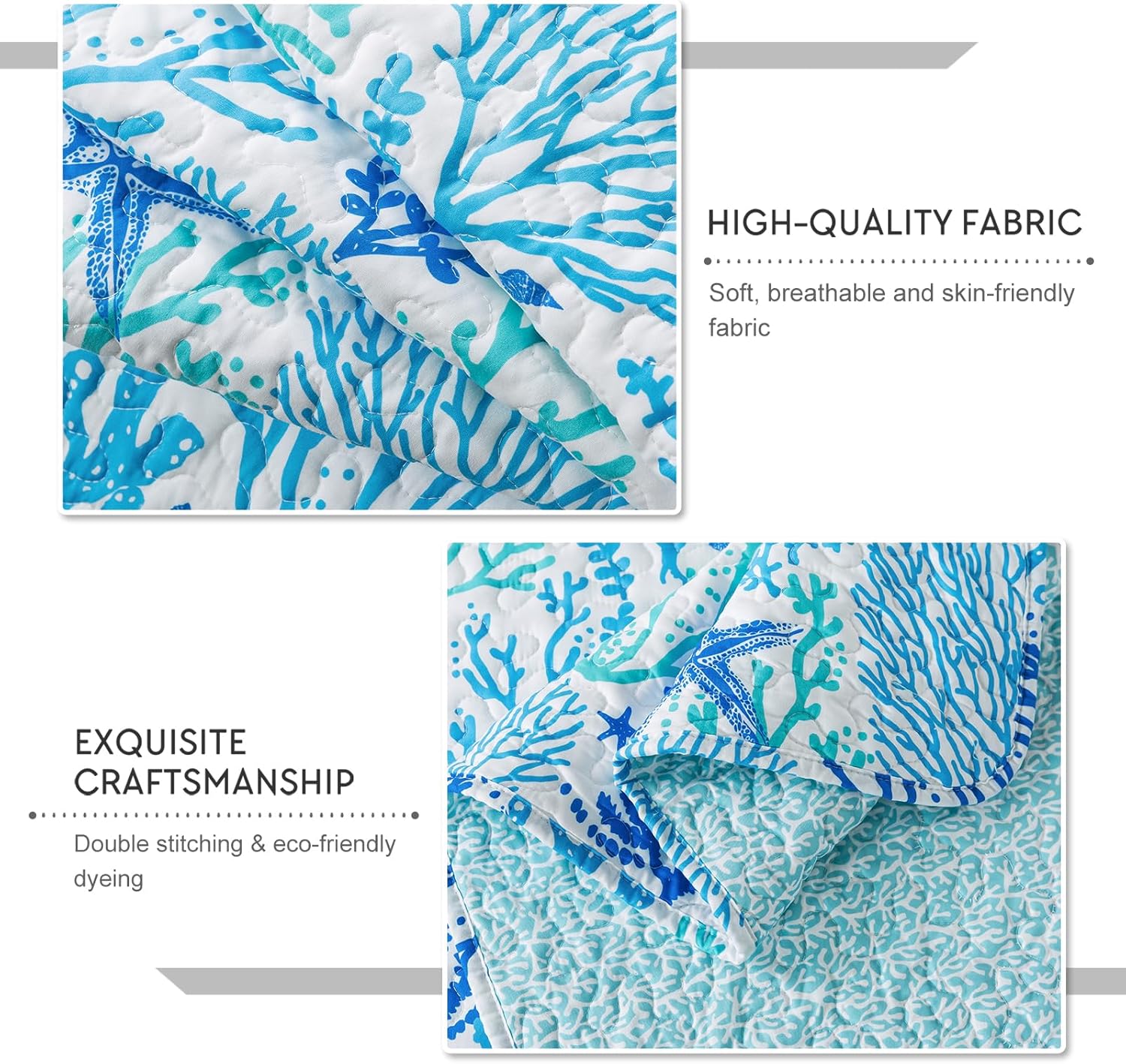Travan Beach Quilt King Size Ultra Soft Fade Resistant Coastal Design