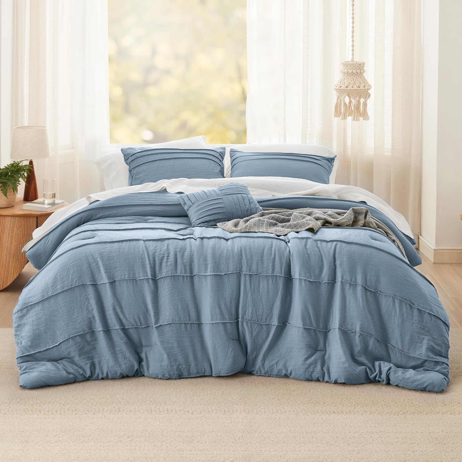 Bedsure King Comforter Set - 4 Piece Pinch Pleat Bedding