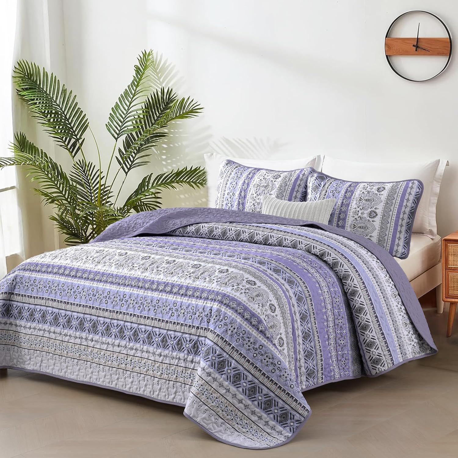 Goodidea Lilac Boho Quilt Set King Size 3 Piece