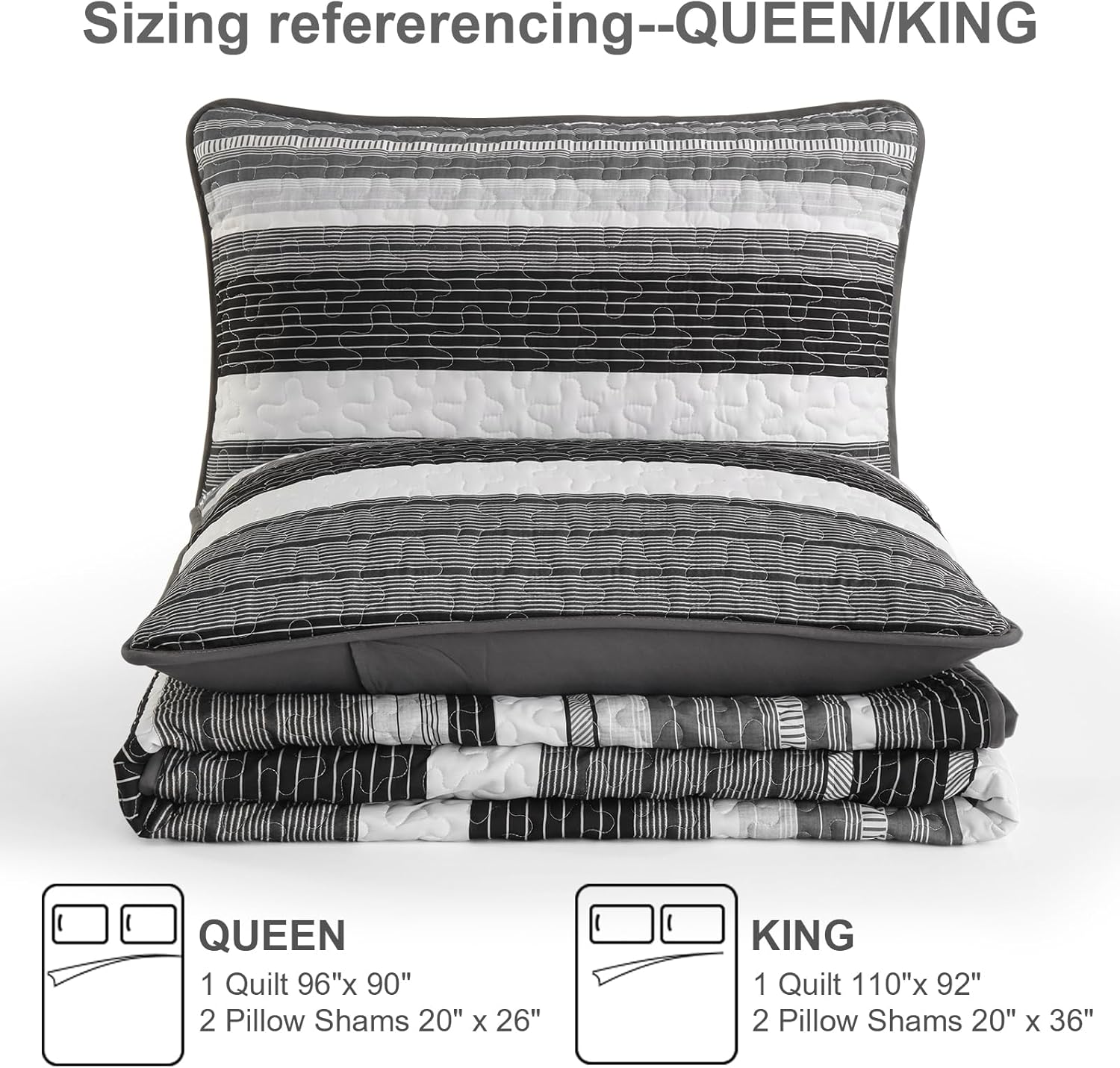 Djoymock King Size Striped Patchwork Quilt Set