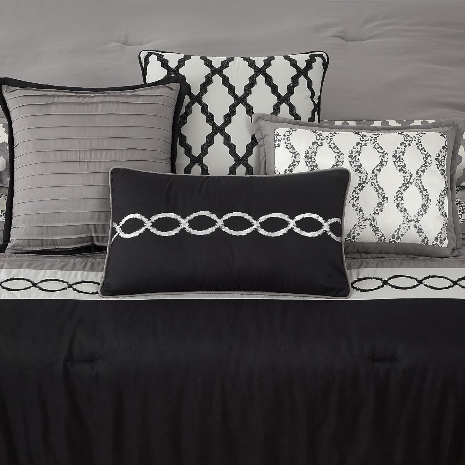 LANCO California King Comforter Set Black 10 Piece 1