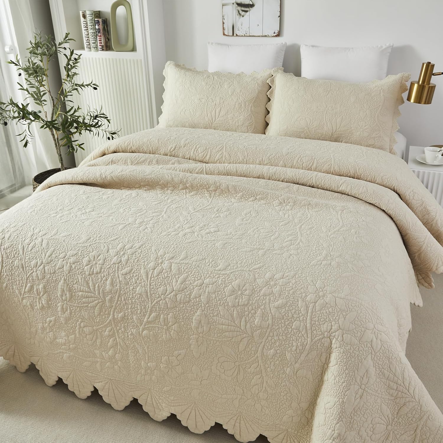 Brandream Cotton Beige Quilt Set 3-Piece