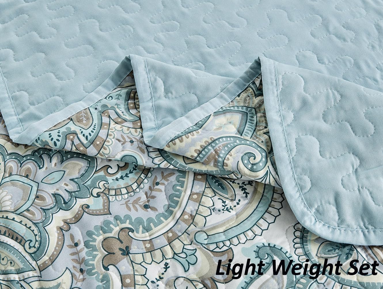 Grand Linen King Quilt Set with Paisley Design