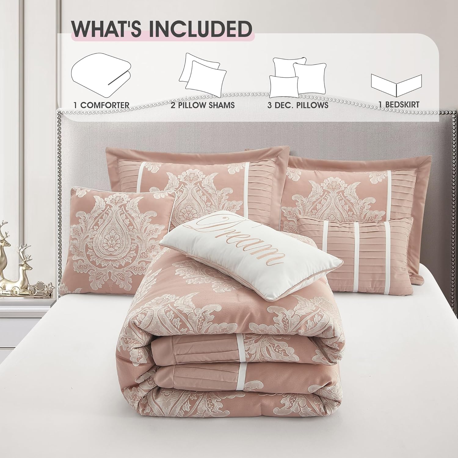 Blush California King Comforter Set 7 Pieces