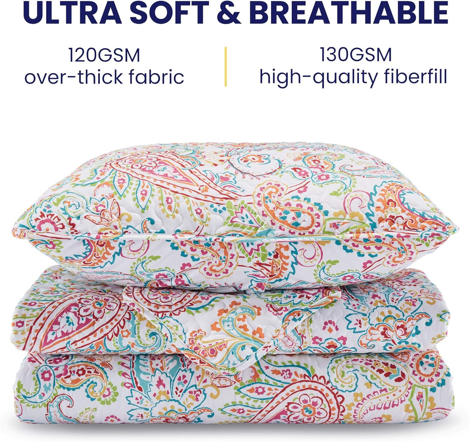SLEEP ZONE 3-Piece Quilt Set - King Size Reversible 1
