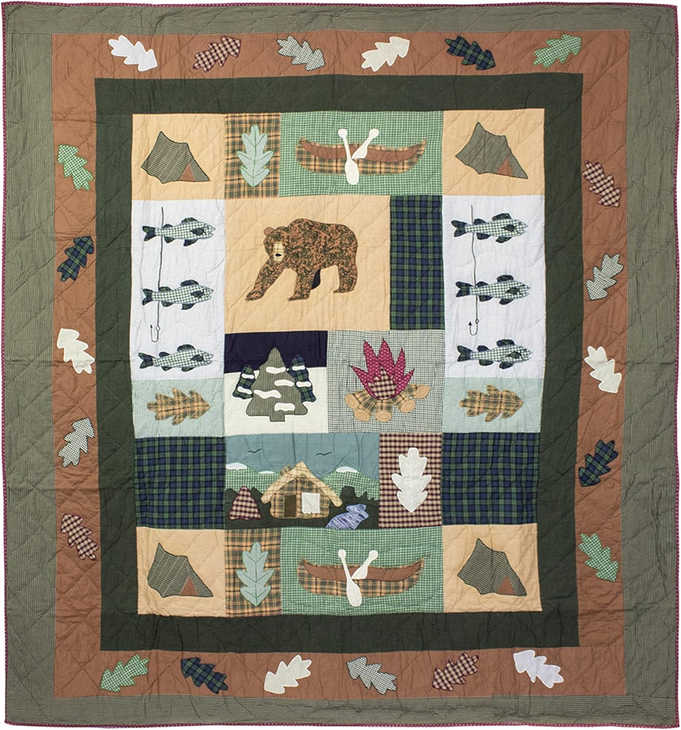 Patch Magic Quilts Queen Set - 4 Piece with Quilt Pillow Shams Bed Skirt