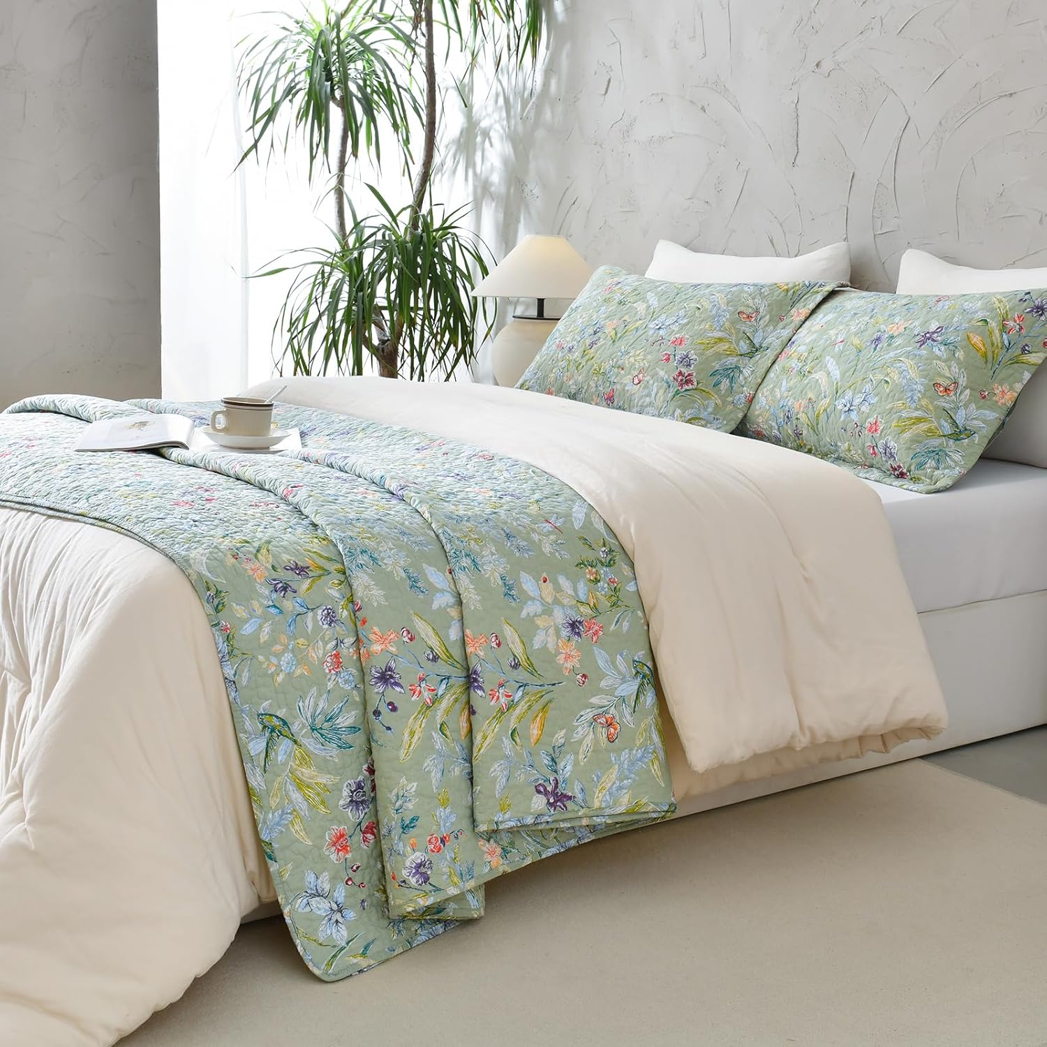 Sanracie 100 Cotton Oversized King Quilt Set 3Pcs