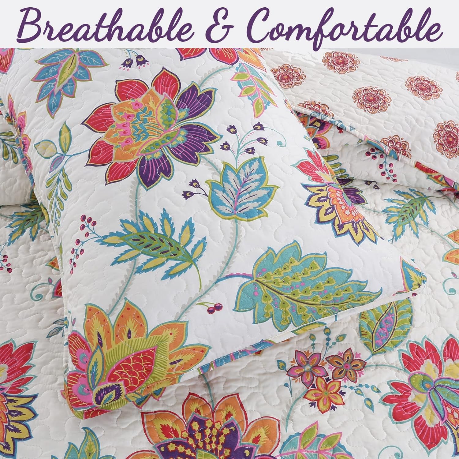 Cozy Line Gypsy Floral Reversible Quilt Set King - 3 Piece