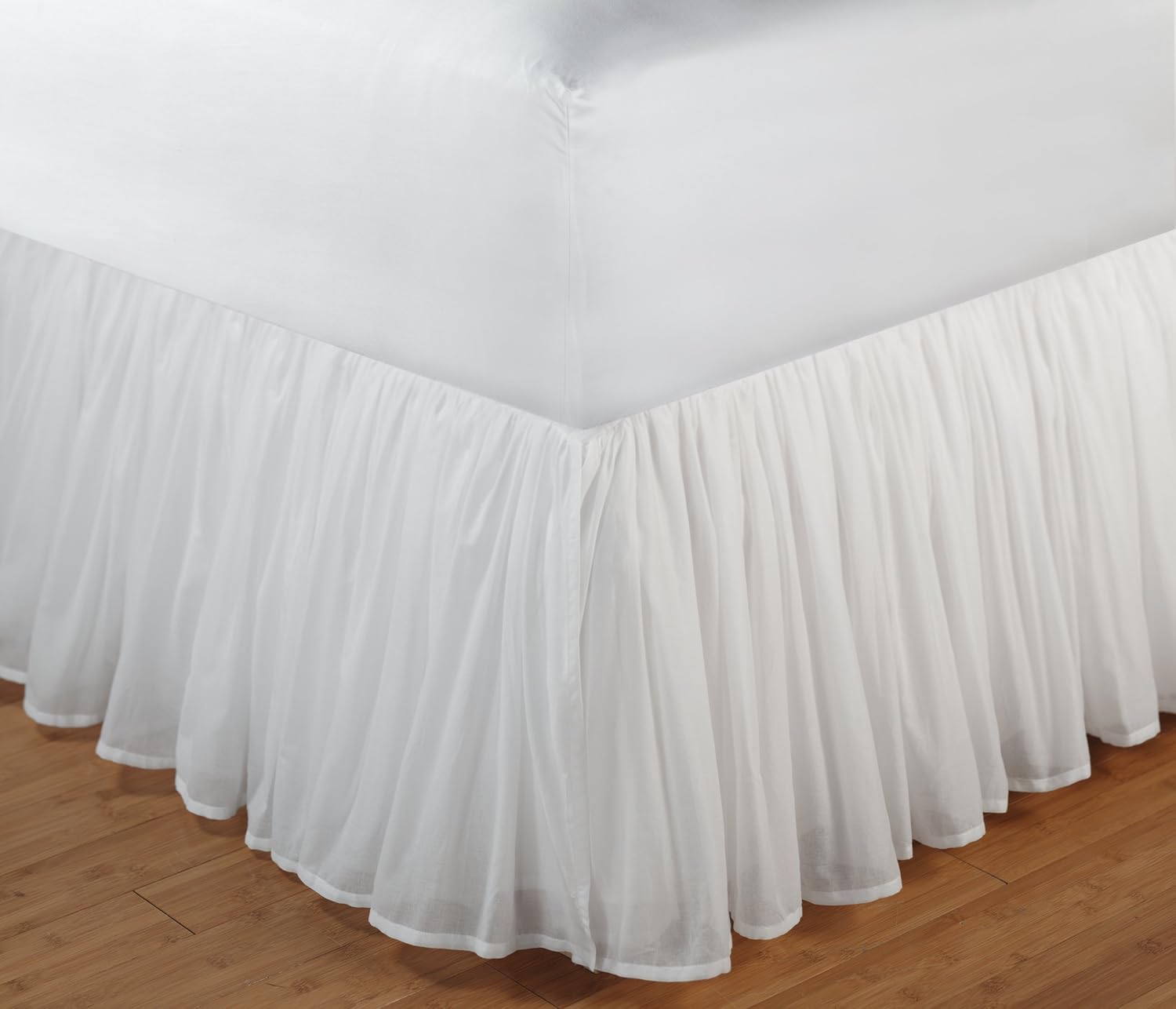 Green Land Cotton Voile White Bed Skirt 18 Queen 1