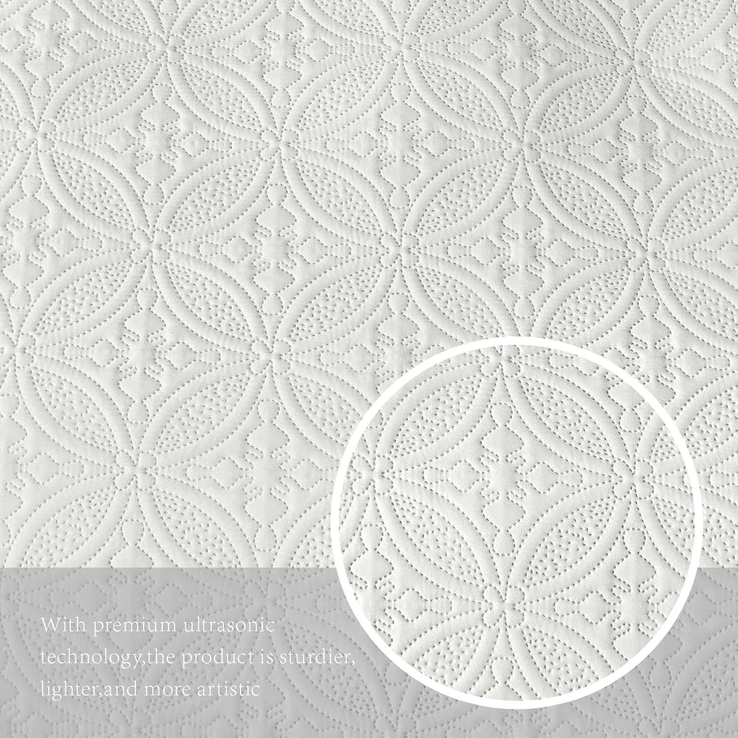 WURUIBO KingCal King Quilt Set Cream White
