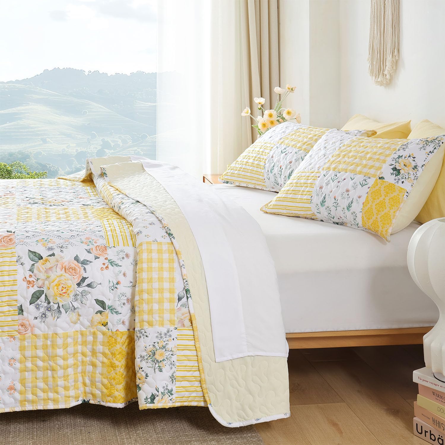 YIKUSH King Size Floral Quilt Set 3 Pieces