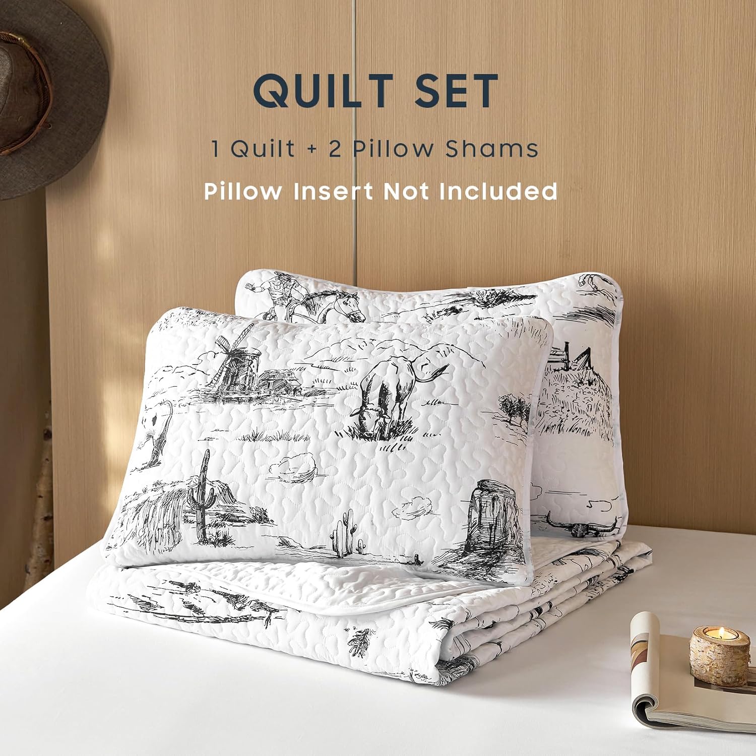 Wake In Cloud Western Quilt Set King Size 3-Piece