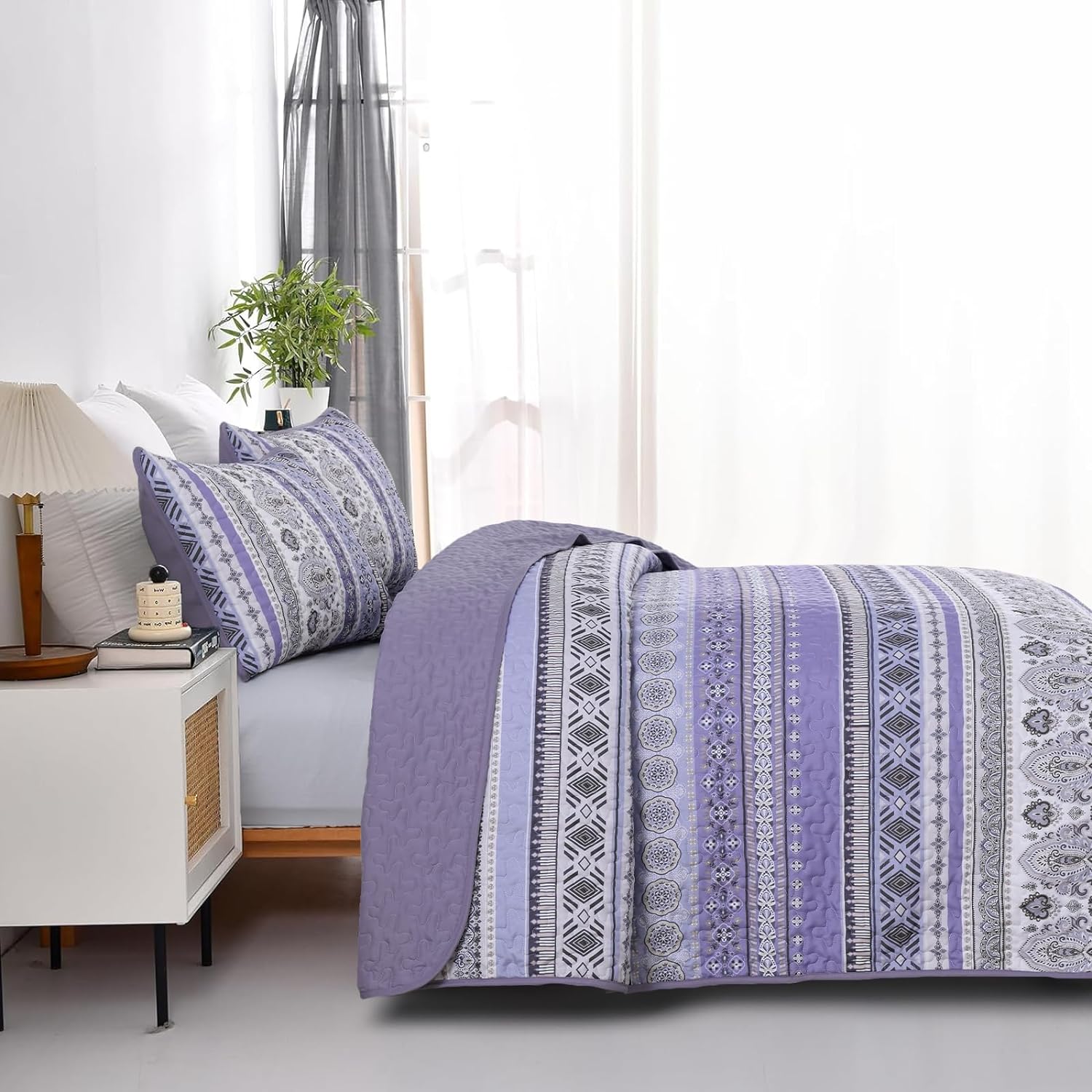 Goodidea Lilac Boho Quilt Set King Size 3 Piece