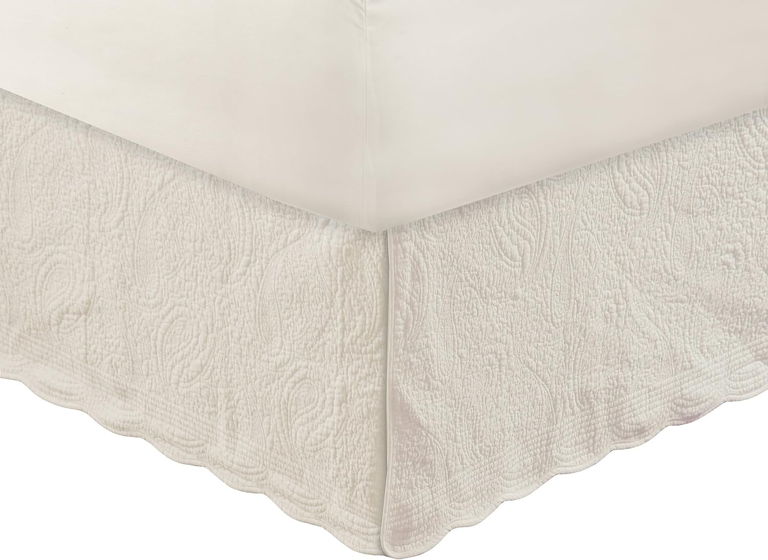 Greenland Home Paisley Quilted Bed Skirt Ivory Full 1