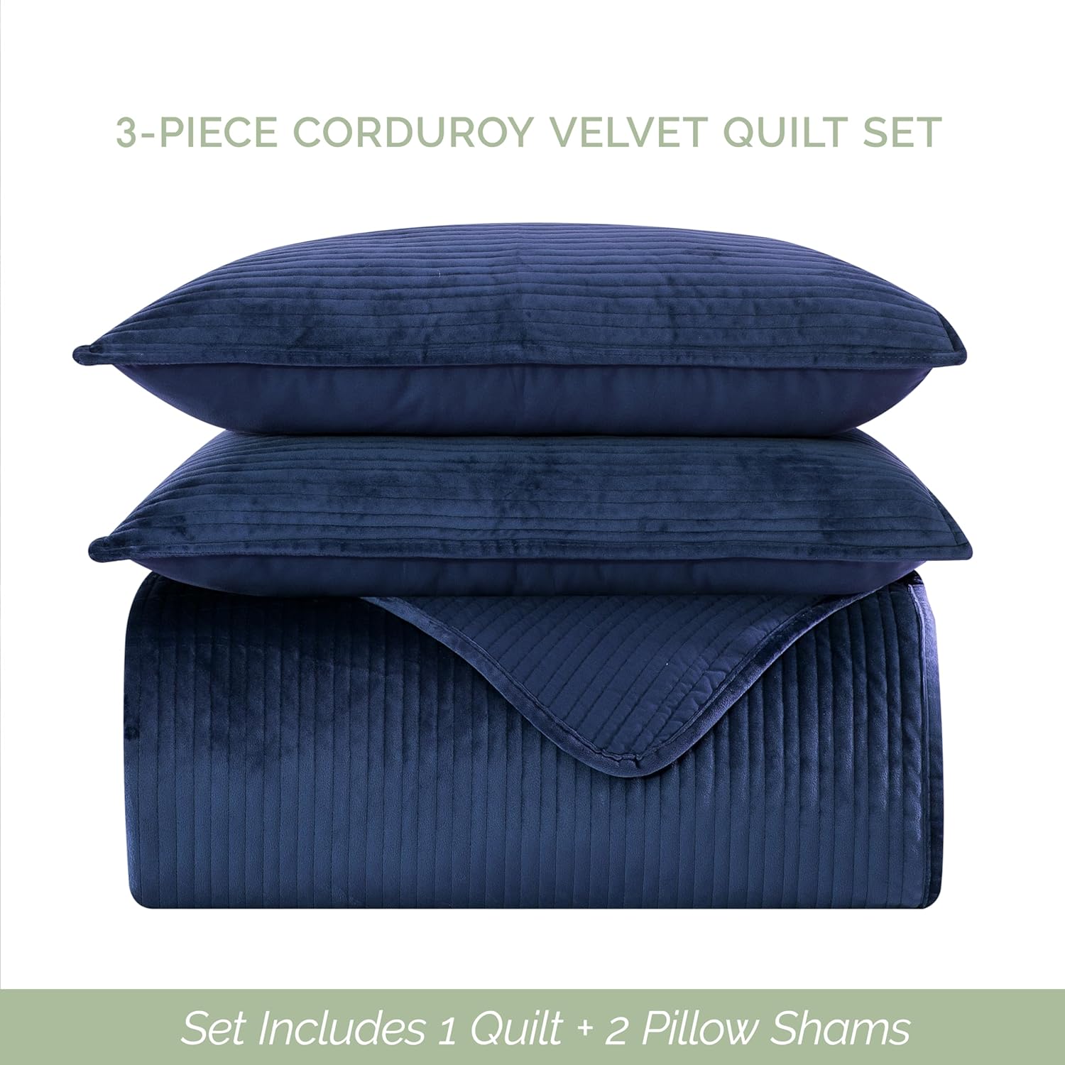 Elegant Comfort Luxury 3-Piece Velvet Quilt Set
