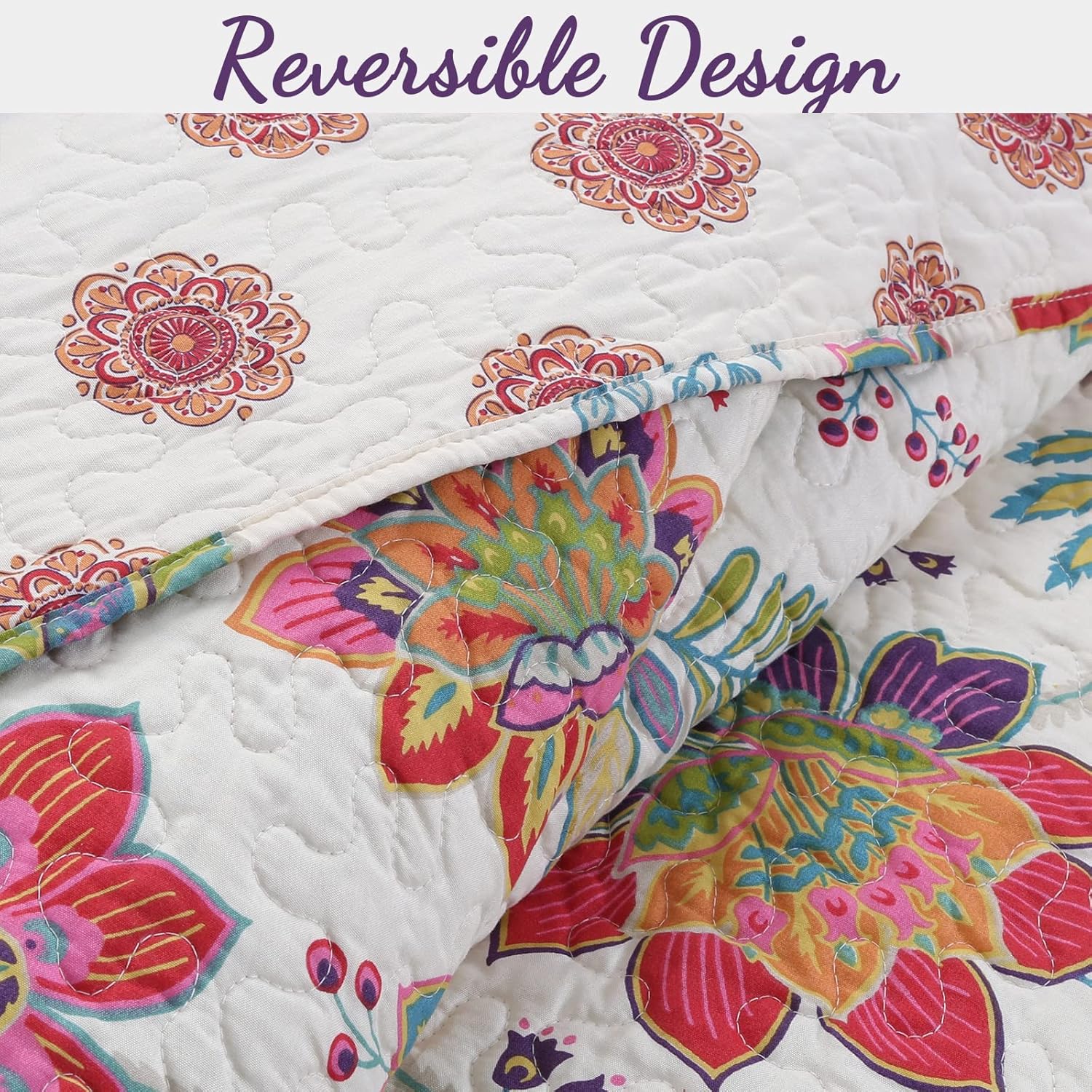 Cozy Line Gypsy Floral Reversible Quilt Set King - 3 Piece