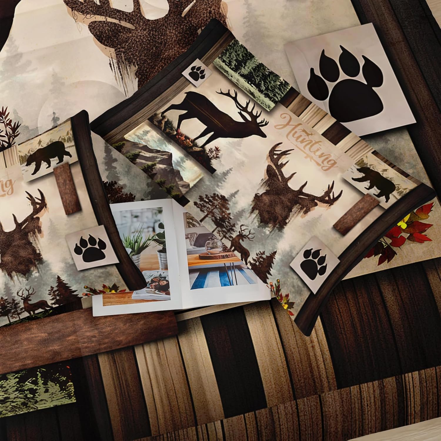 Black Deer Comforter Set Full Size with 2 Pillow Cases