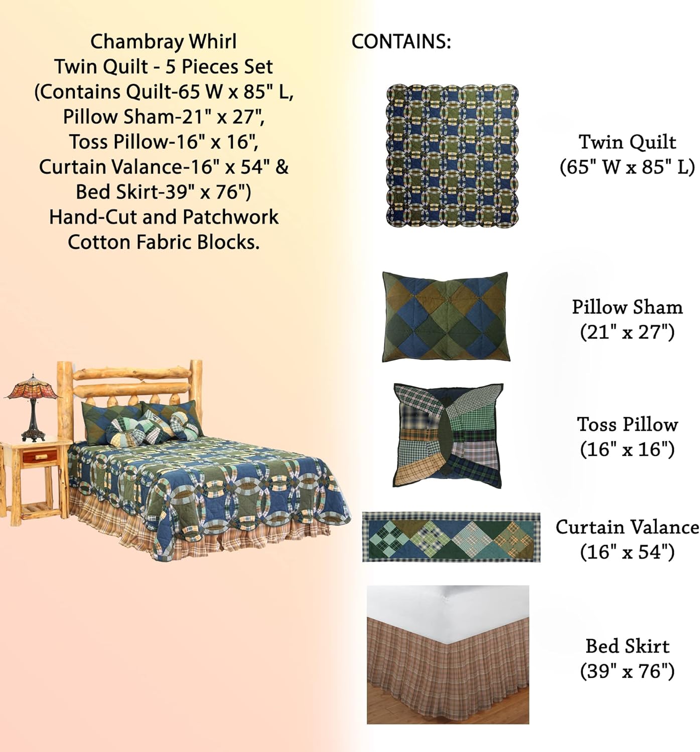Patch Magic Quilts Chambray Whirl Twin Set 1