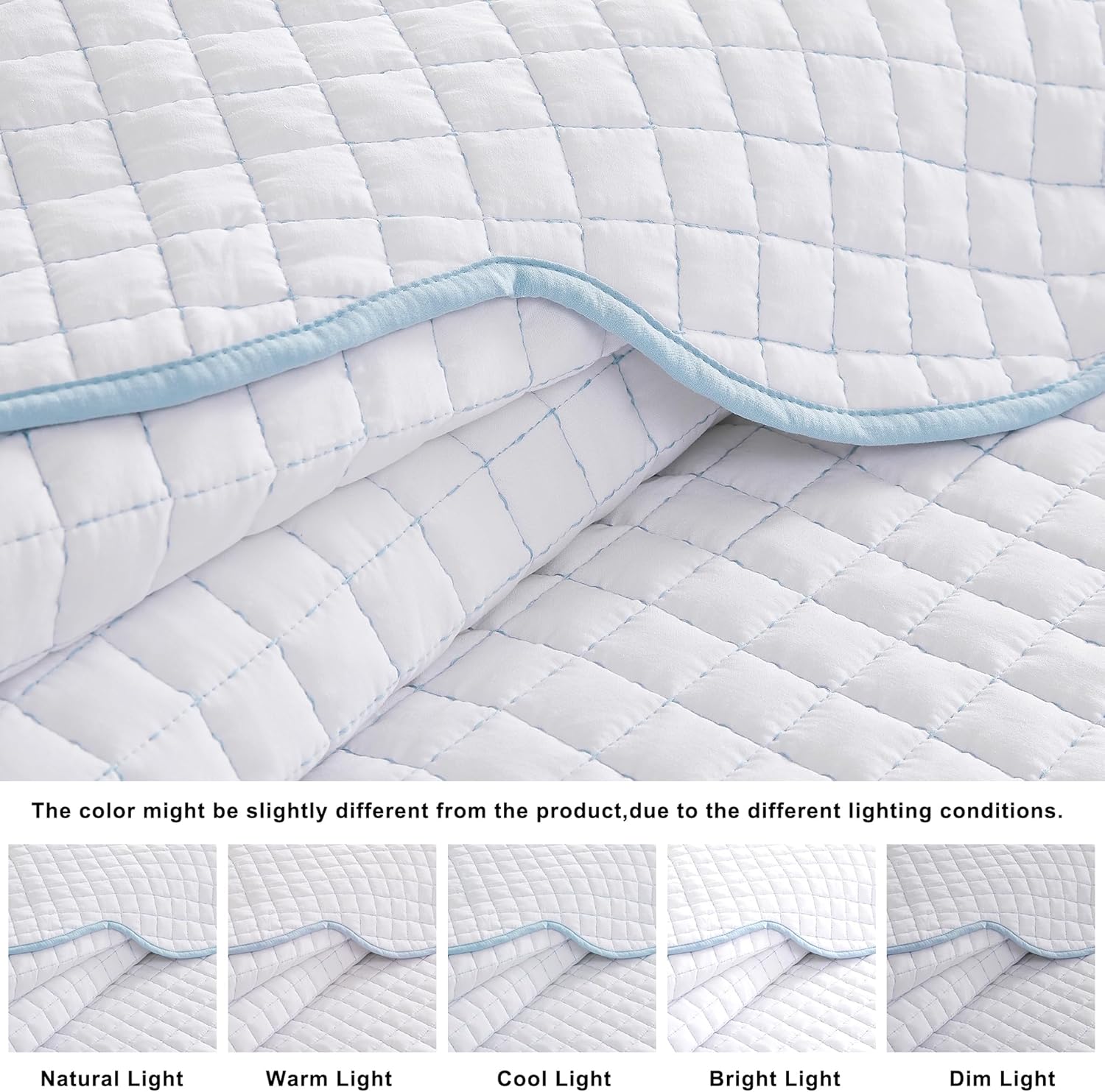 WDCOZY Blue Edge Cal King Quilt Bedding Set 1
