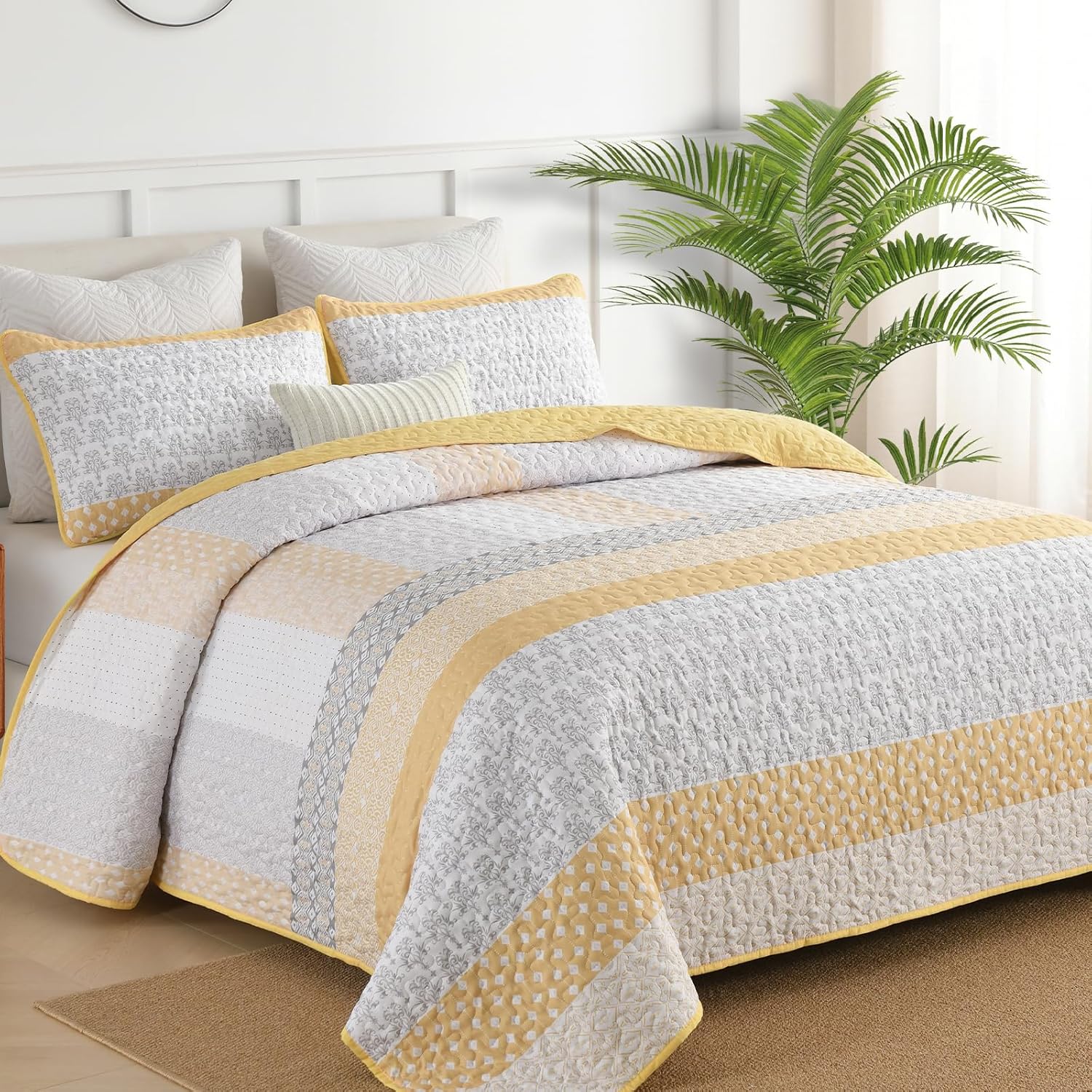 WONGS BEDDING Boho Stripe Quilt Set 3 Piece Full Size
